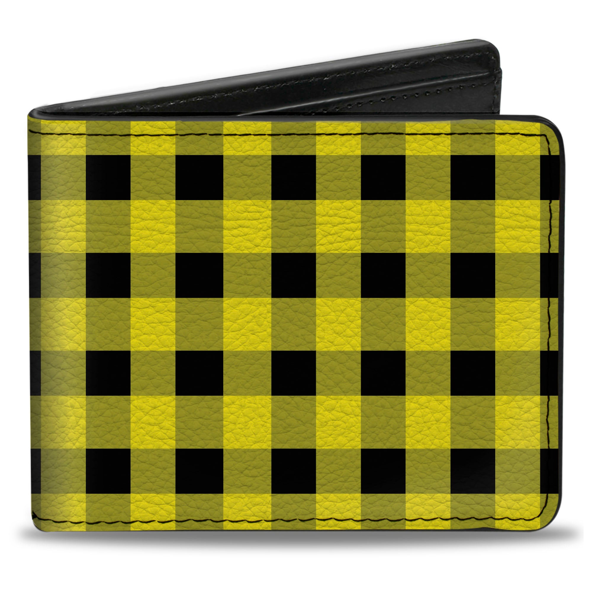 Bi-Fold Wallet - Buffalo Plaid Black Neon Yellow Bi-Fold Wallets Buckle-Down
