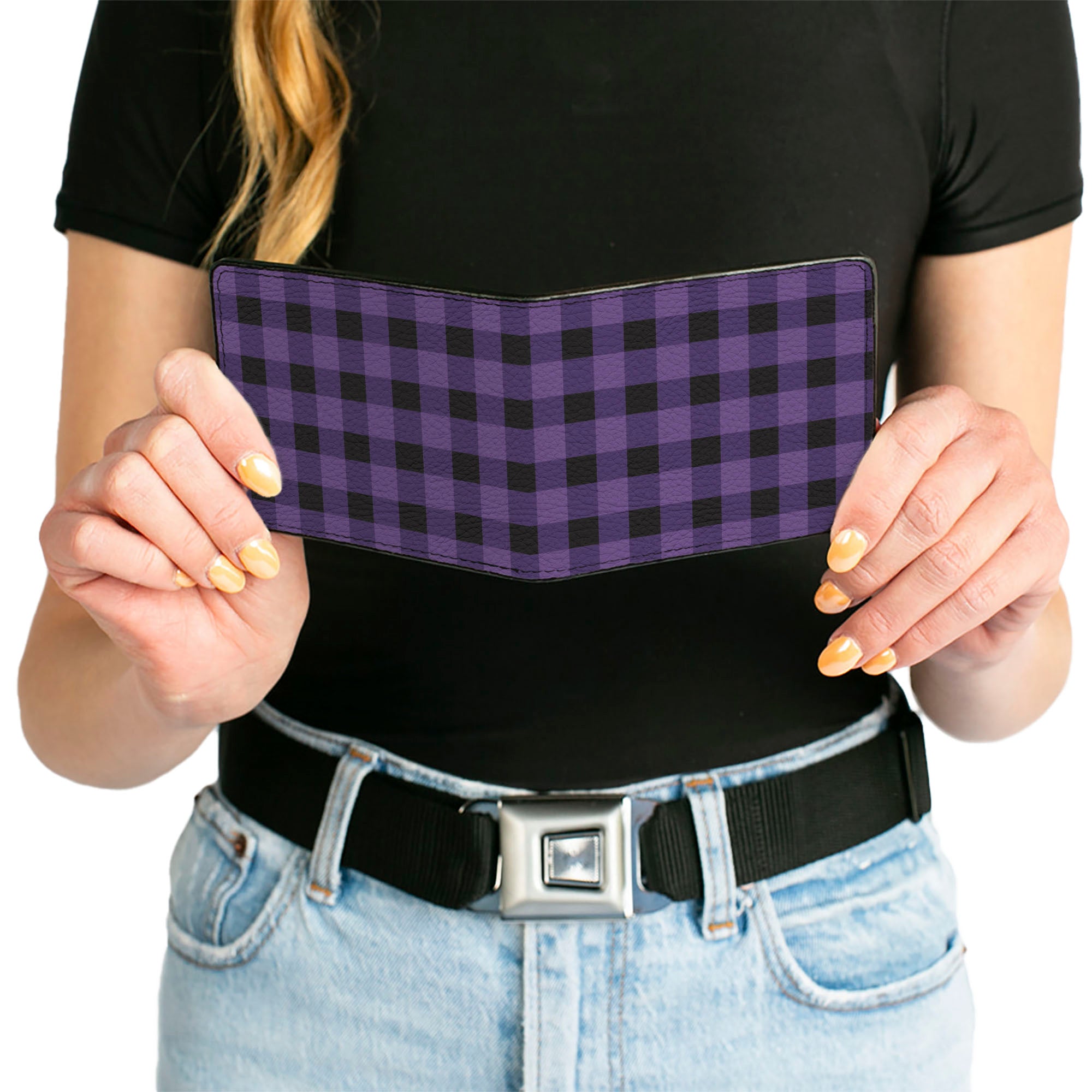 Bi-Fold Wallet - Buffalo Plaid Black Purple Bi-Fold Wallets Buckle-Down