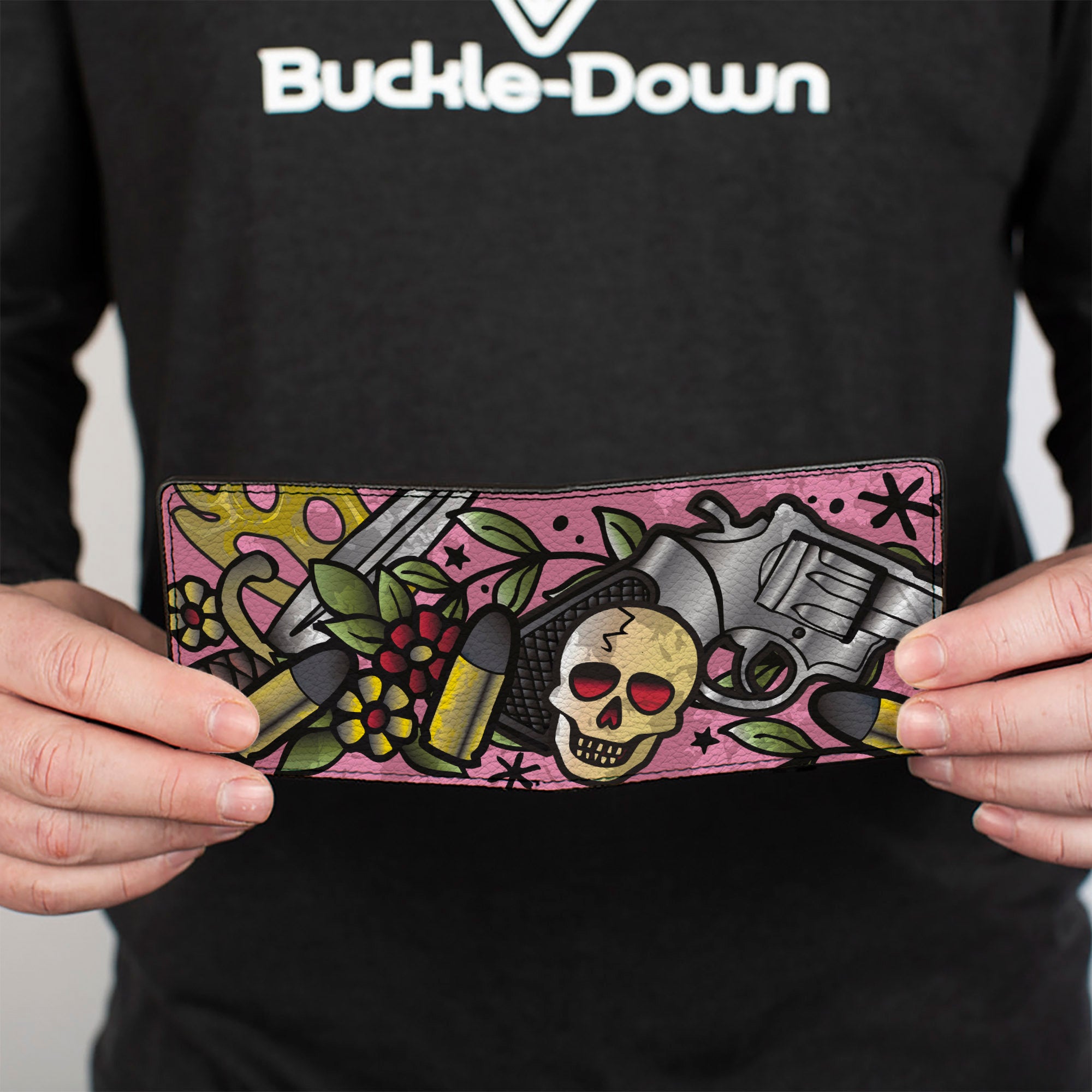 Bi-Fold Wallet - Born to Raise Hell CLOSE-UP Pink Bi-Fold Wallets Buckle-Down