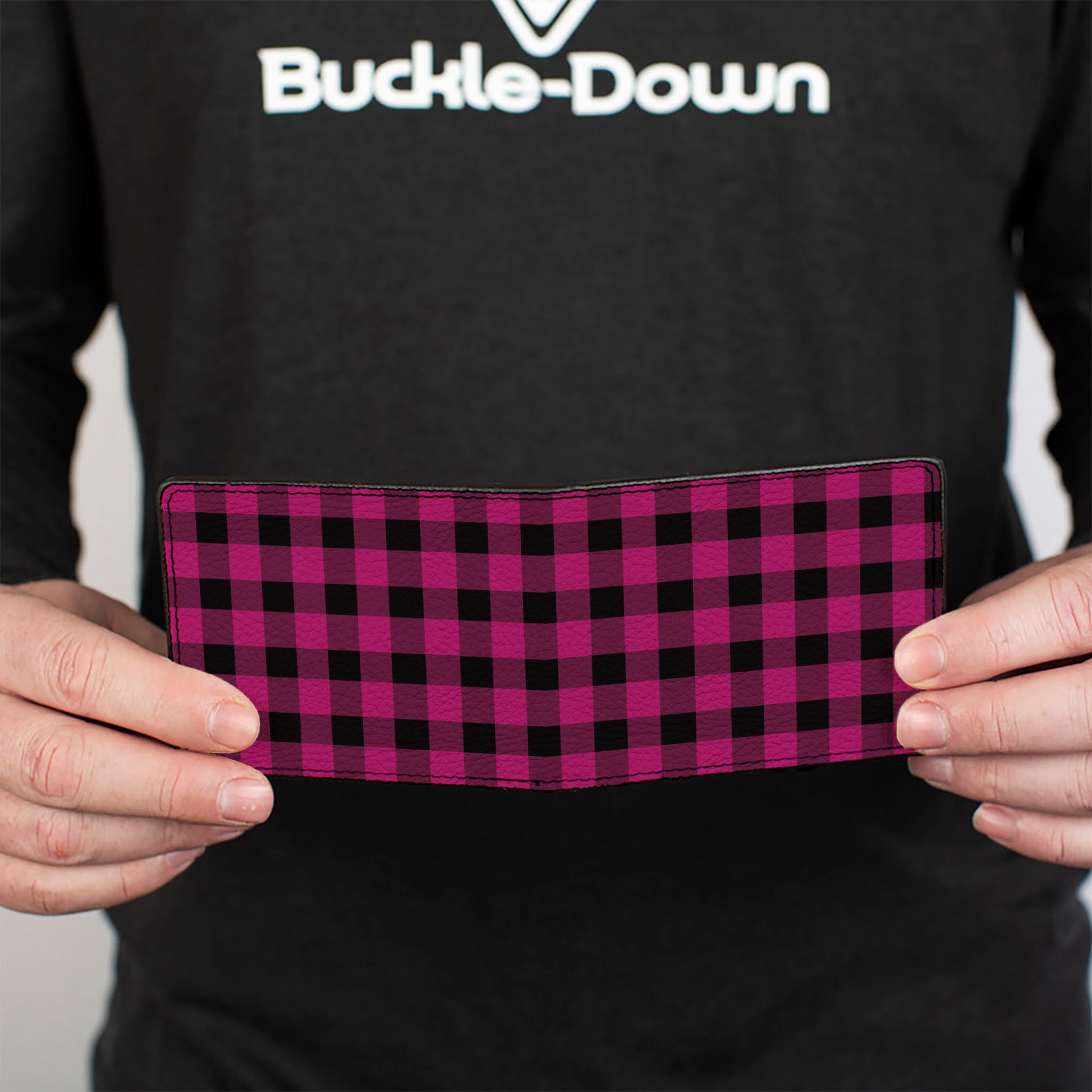 Bi-Fold Wallet - Buffalo Plaid Black Fuchsia Bi-Fold Wallets Buckle-Down