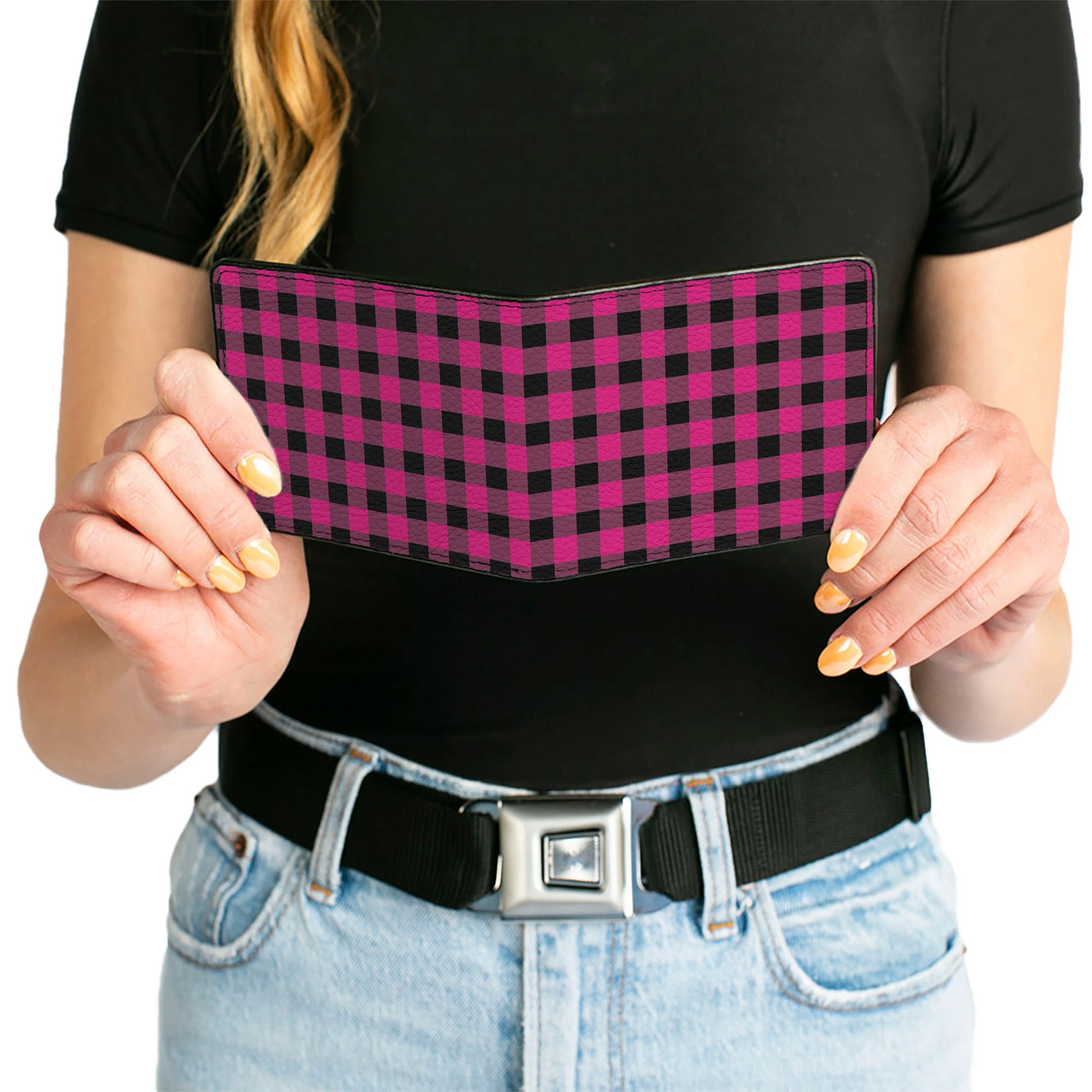 Bi-Fold Wallet - Buffalo Plaid Black Fuchsia Bi-Fold Wallets Buckle-Down
