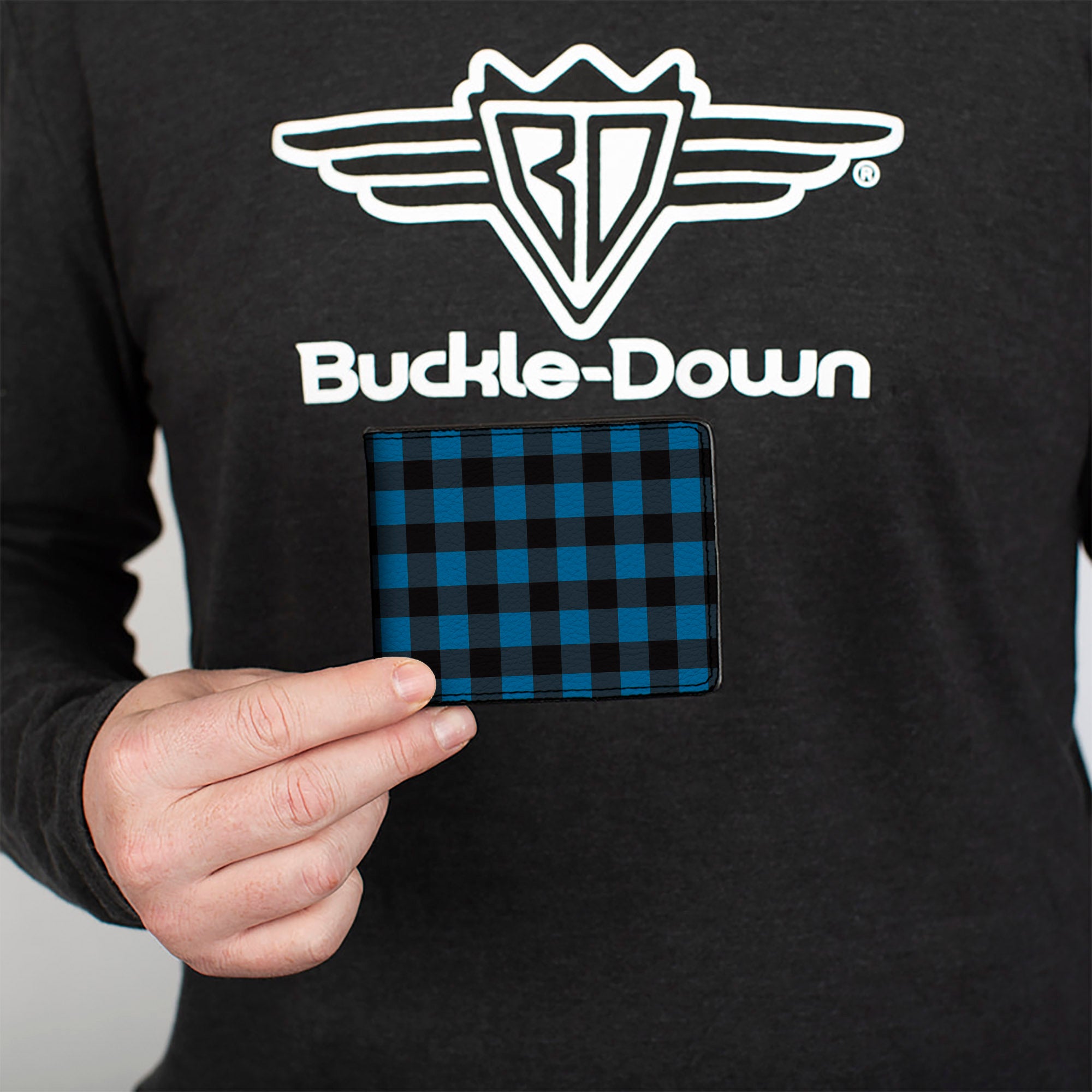 Bi-Fold Wallet - Buffalo Plaid Black/Turquoise Bi-Fold Wallets Buckle-Down