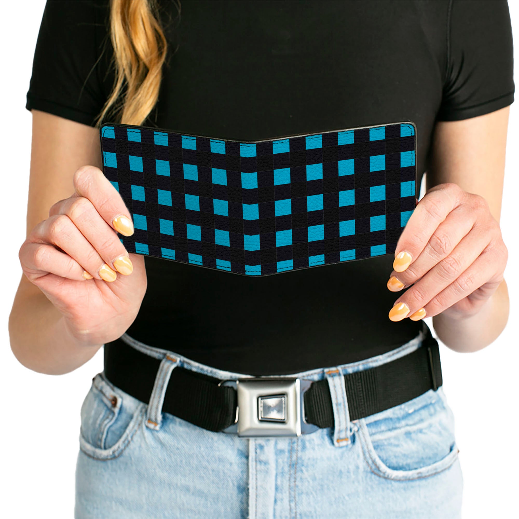 Bi-Fold Wallet - Buffalo Plaid Black/Turquoise Bi-Fold Wallets Buckle-Down