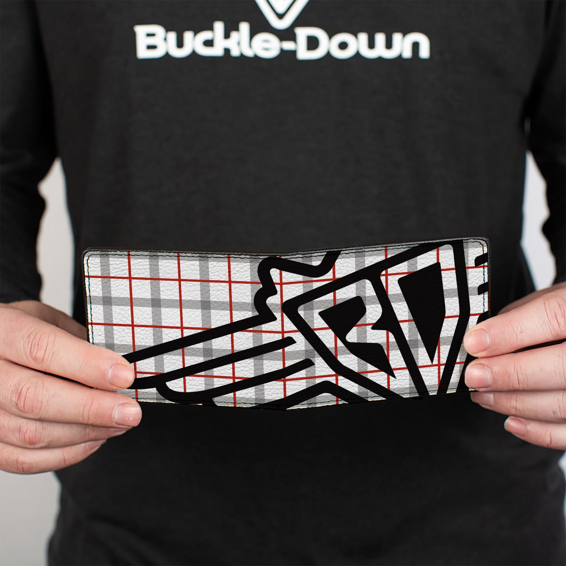 Bi-Fold Wallet - Buckle-Down Plaid White Gray Red Bi-Fold Wallets Buckle-Down