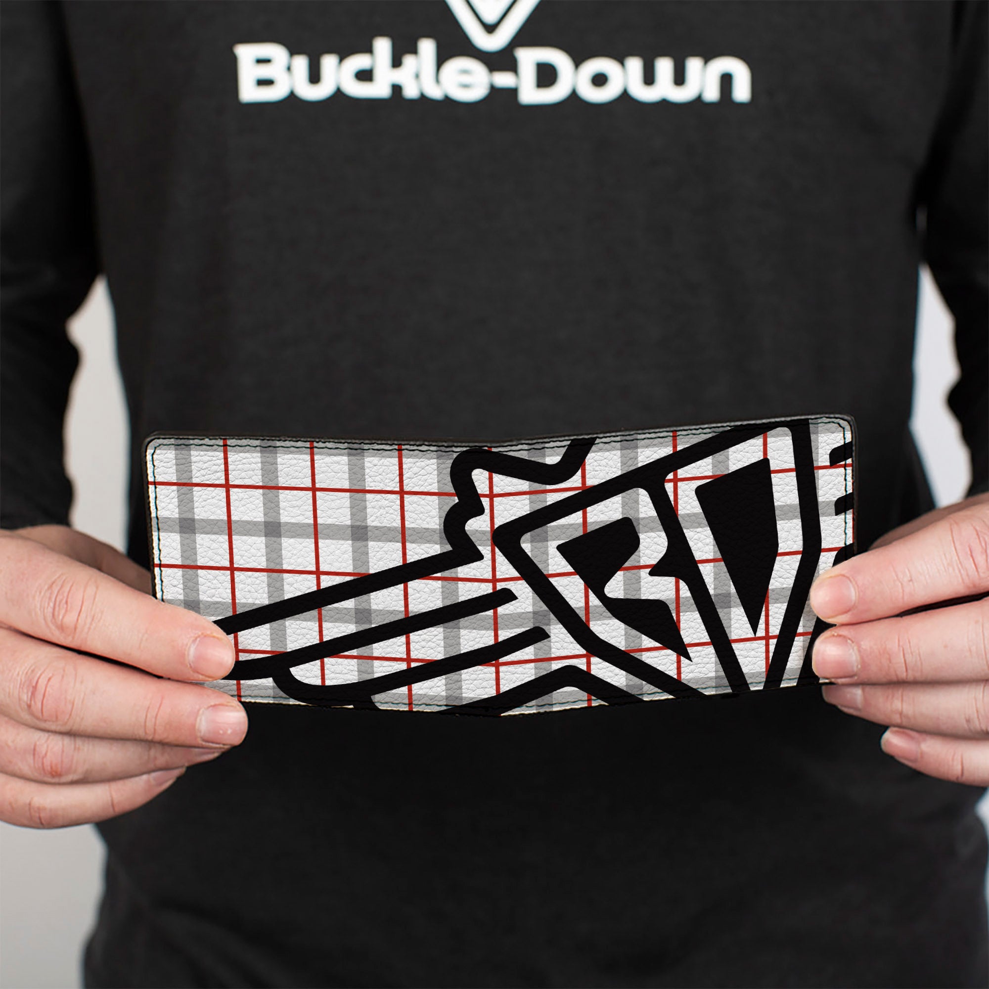 Bi-Fold Wallet - Buckle-Down Plaid White Gray Red Bi-Fold Wallets Buckle-Down