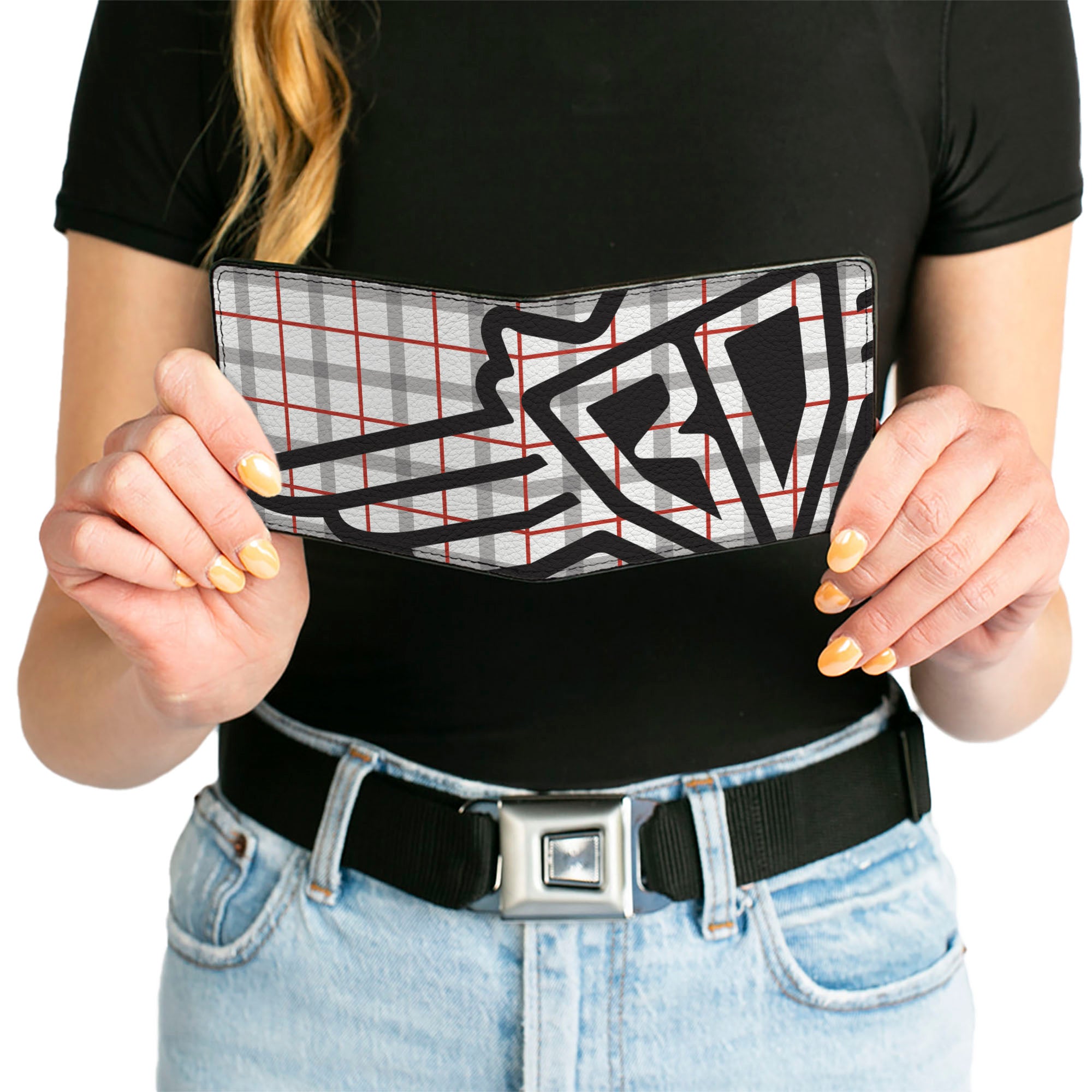 Bi-Fold Wallet - Buckle-Down Plaid White Gray Red Bi-Fold Wallets Buckle-Down