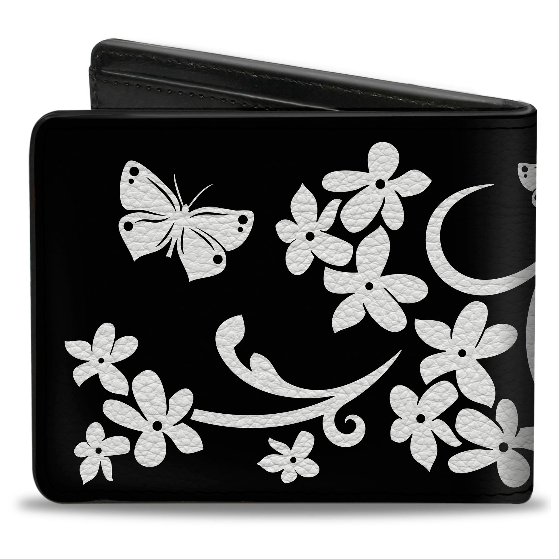 Bi-Fold Wallet - Butterfly Garden2 Black White Bi-Fold Wallets Buckle-Down