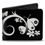Bi-Fold Wallet - Butterfly Garden2 Black White Bi-Fold Wallets Buckle-Down