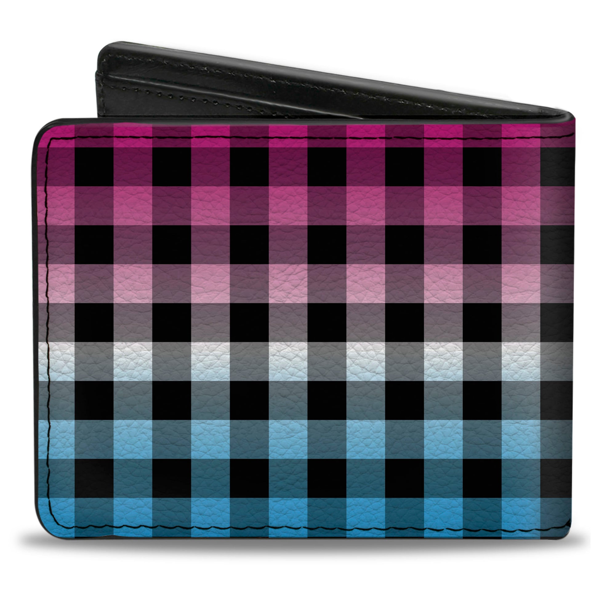 Bi-Fold Wallet - Buffalo Plaid Turquoise Fuchsia Fade Bi-Fold Wallets Buckle-Down