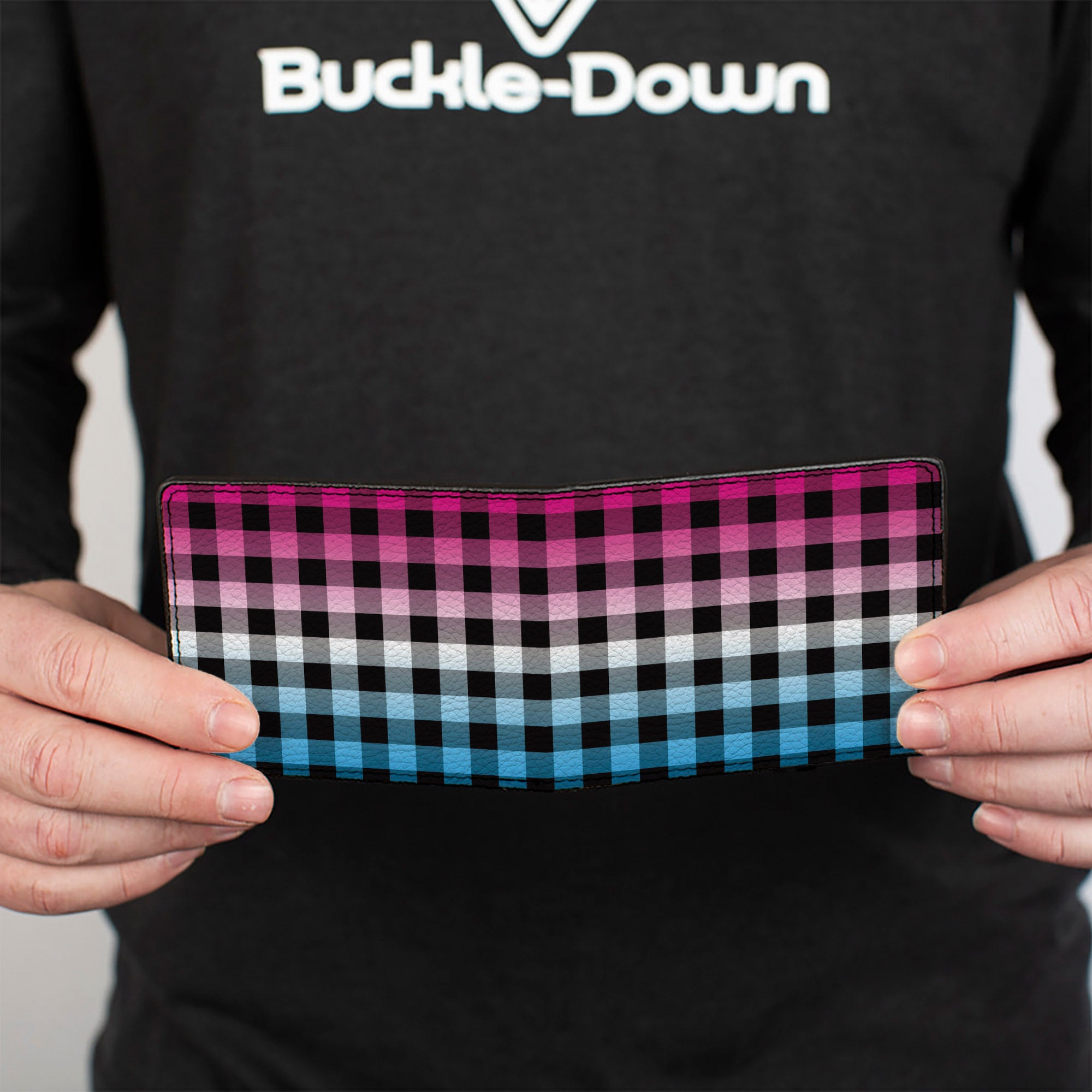 Bi-Fold Wallet - Buffalo Plaid Turquoise Fuchsia Fade Bi-Fold Wallets Buckle-Down