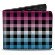 Bi-Fold Wallet - Buffalo Plaid Turquoise Fuchsia Fade Bi-Fold Wallets Buckle-Down