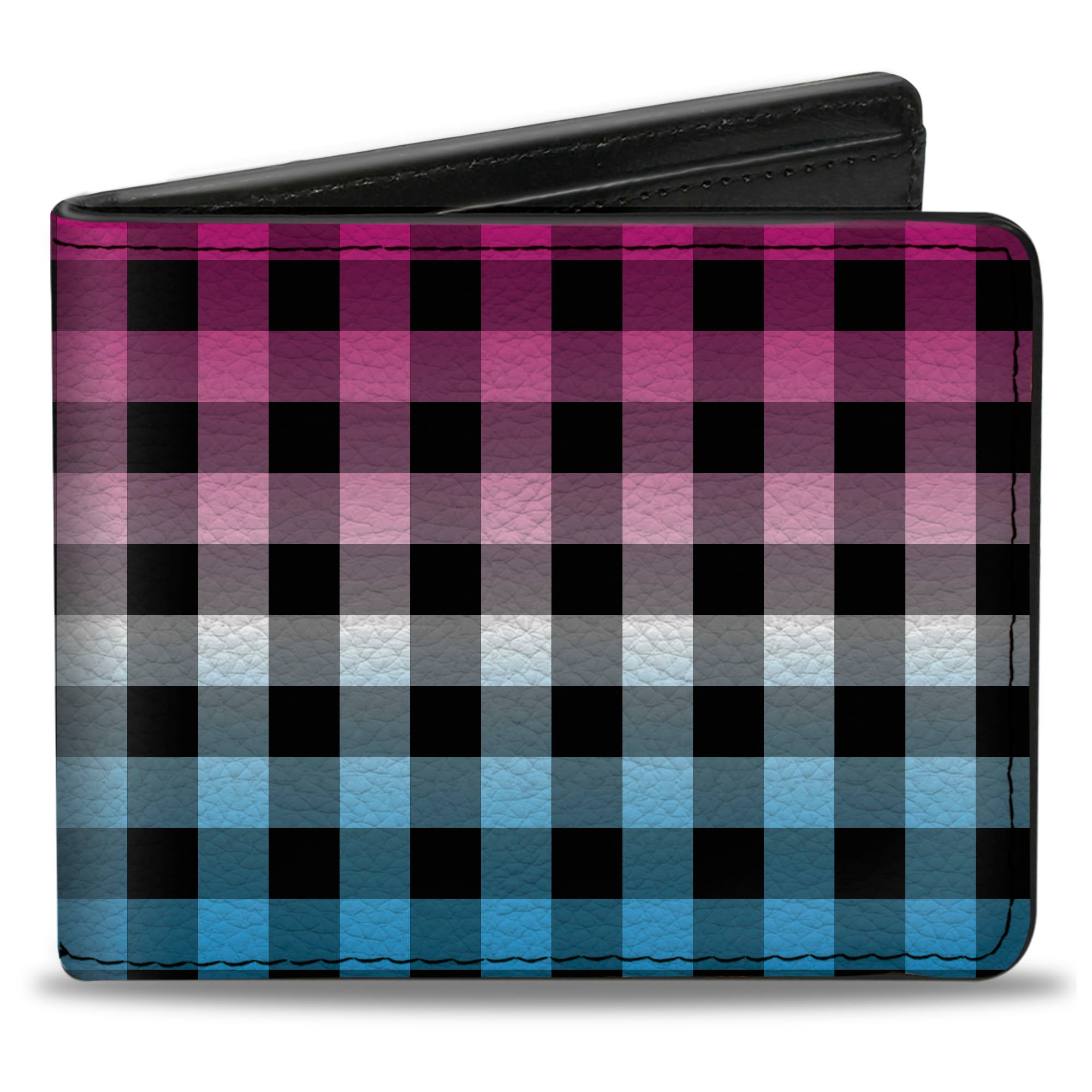 Bi-Fold Wallet - Buffalo Plaid Turquoise Fuchsia Fade Bi-Fold Wallets Buckle-Down