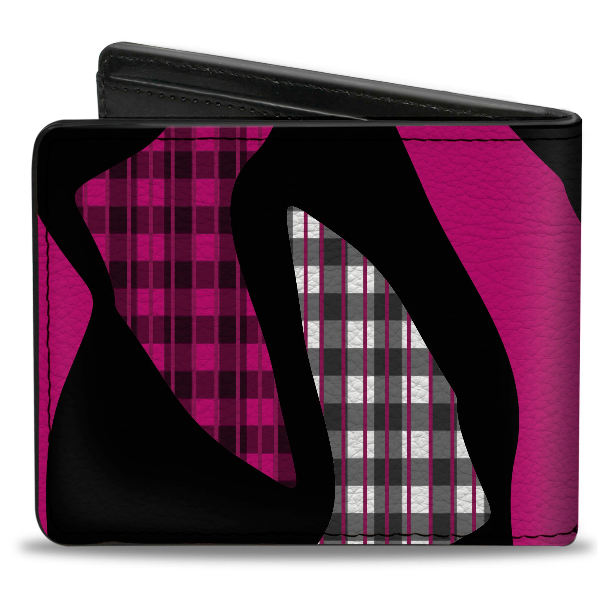 Bi-Fold Wallet - Buffalo Plaid Abstract White Black Fuchsia Bi-Fold Wallets Buckle-Down