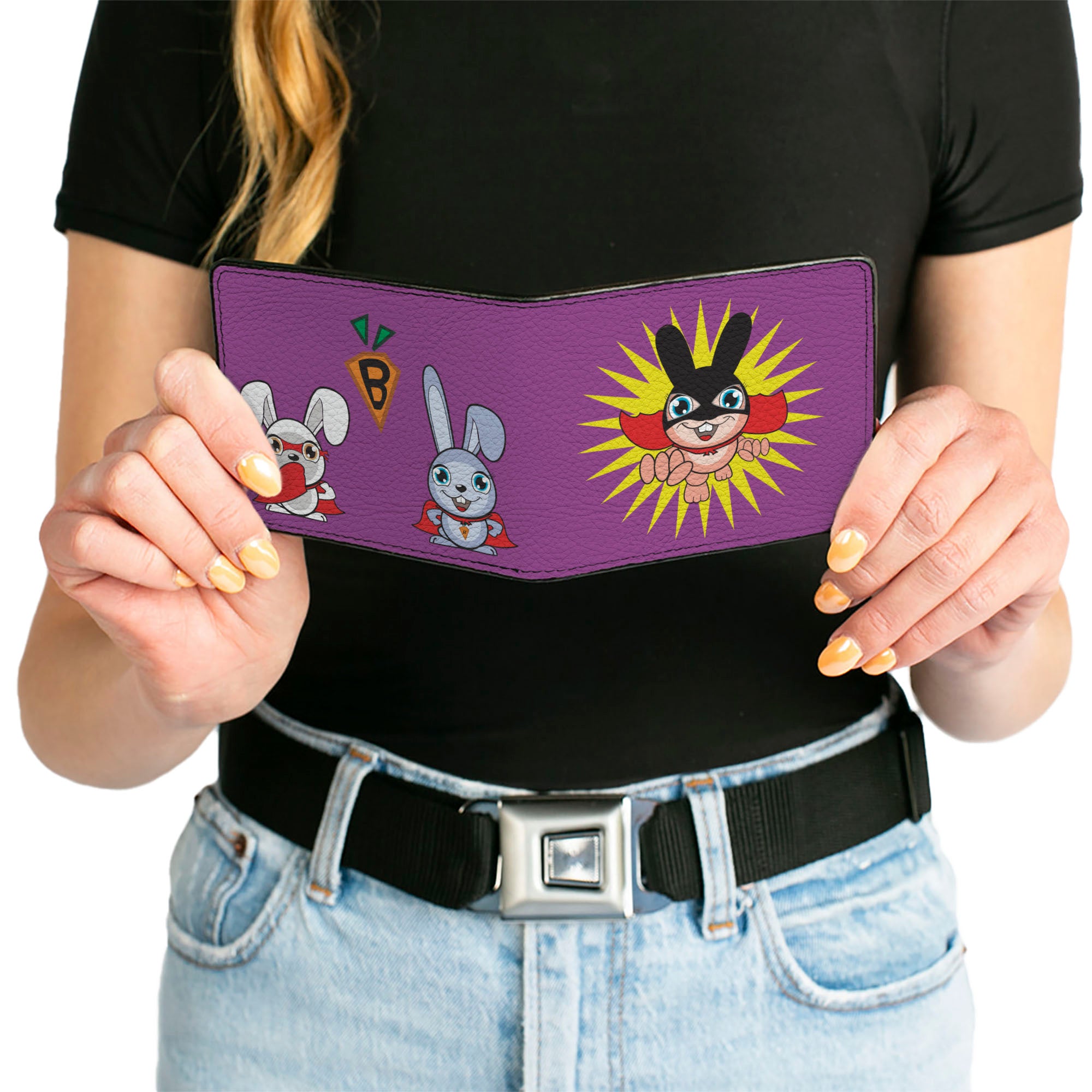 Bi-Fold Wallet - Bunny Superhero Purple Bi-Fold Wallets Buckle-Down