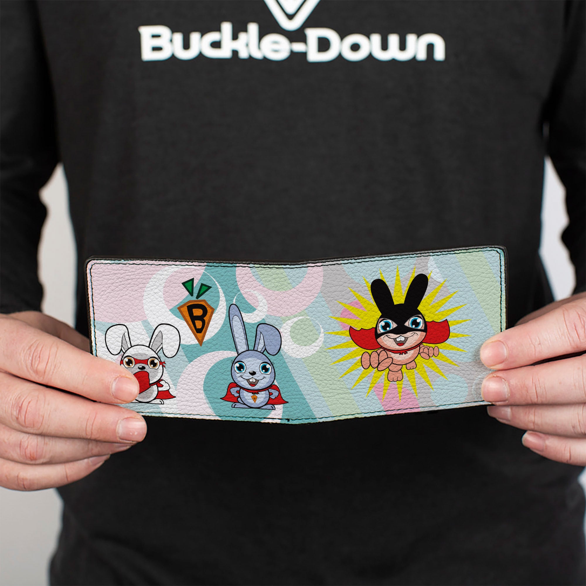 Bi-Fold Wallet - Bunny Superhero Multi Pastel Bi-Fold Wallets Buckle-Down