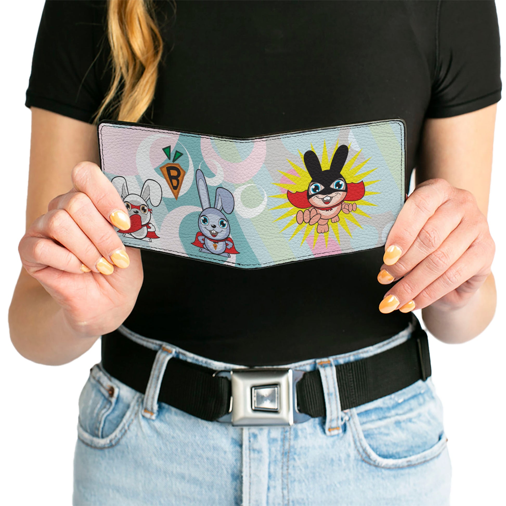 Bi-Fold Wallet - Bunny Superhero Multi Pastel Bi-Fold Wallets Buckle-Down