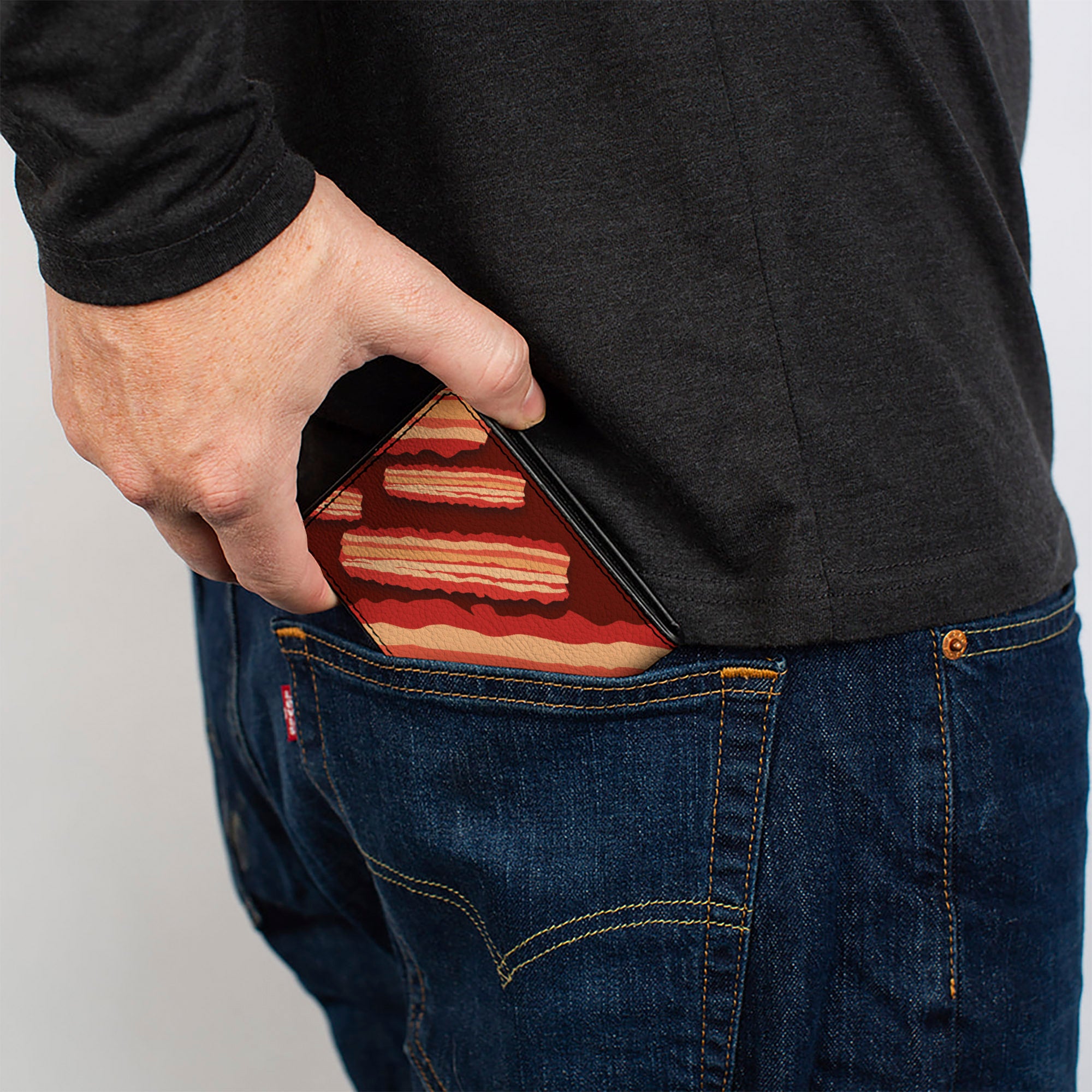 Bi-Fold Wallet - Bacon Slices Maroon Bi-Fold Wallets Buckle-Down