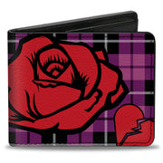 Bi-Fold Wallet - Broken Hearts & Roses w Fuchsia Plaid Bi-Fold Wallets Buckle-Down
