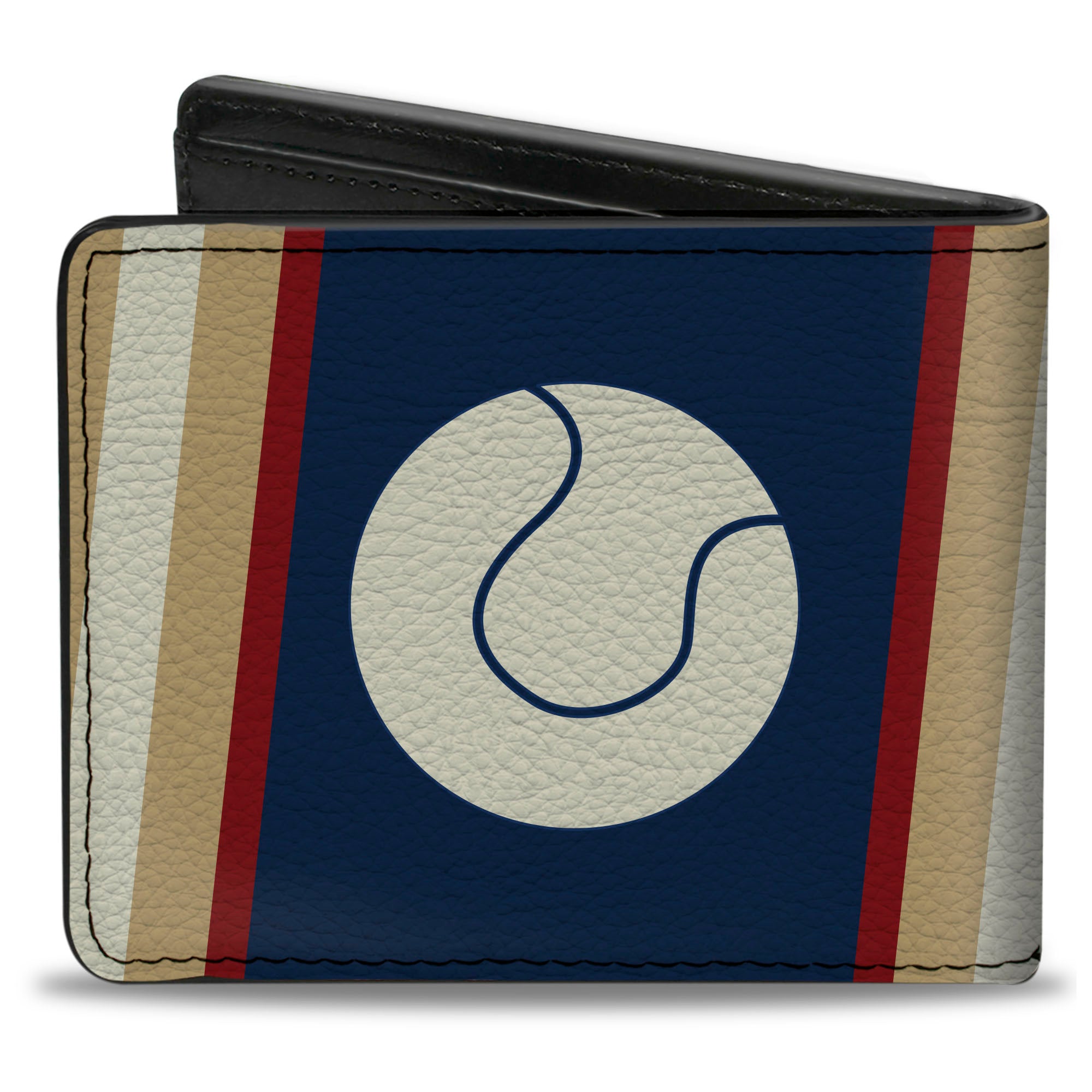 Bi-Fold Wallet - Ball Stripes Tan Blue Burgundy Bi-Fold Wallets Buckle-Down