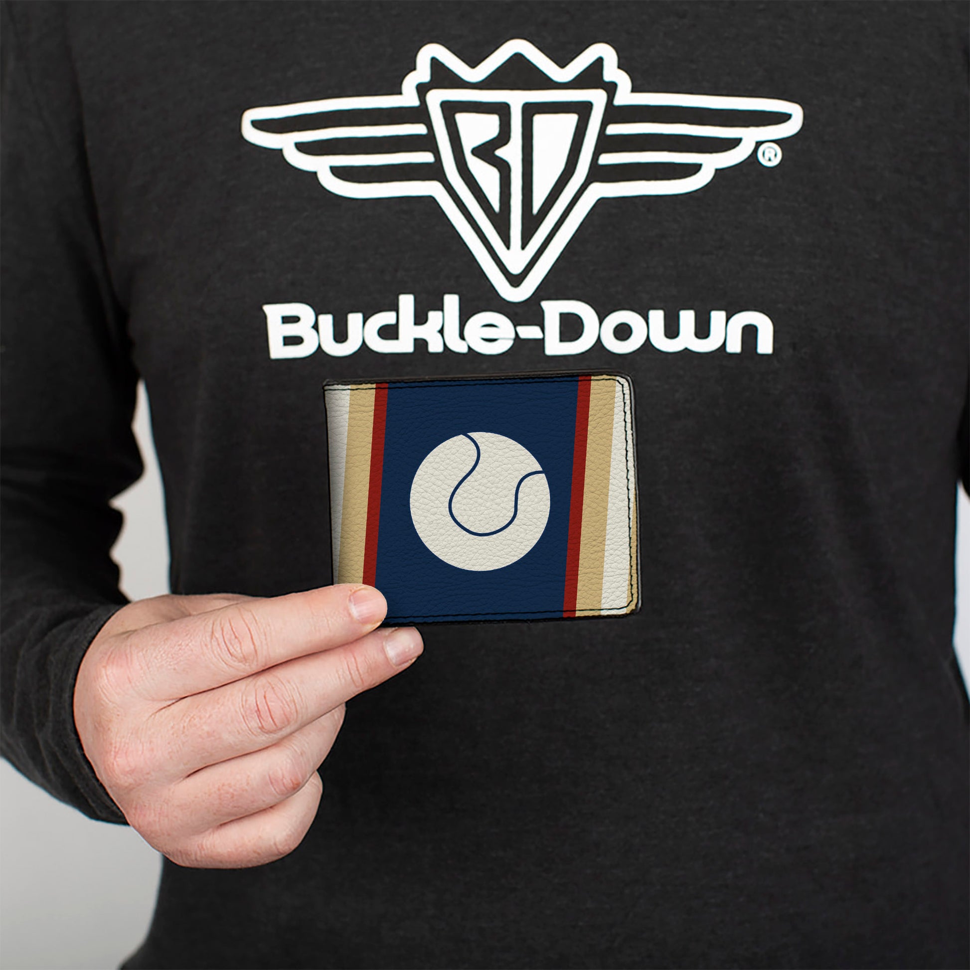 Bi-Fold Wallet - Ball Stripes Tan Blue Burgundy Bi-Fold Wallets Buckle-Down