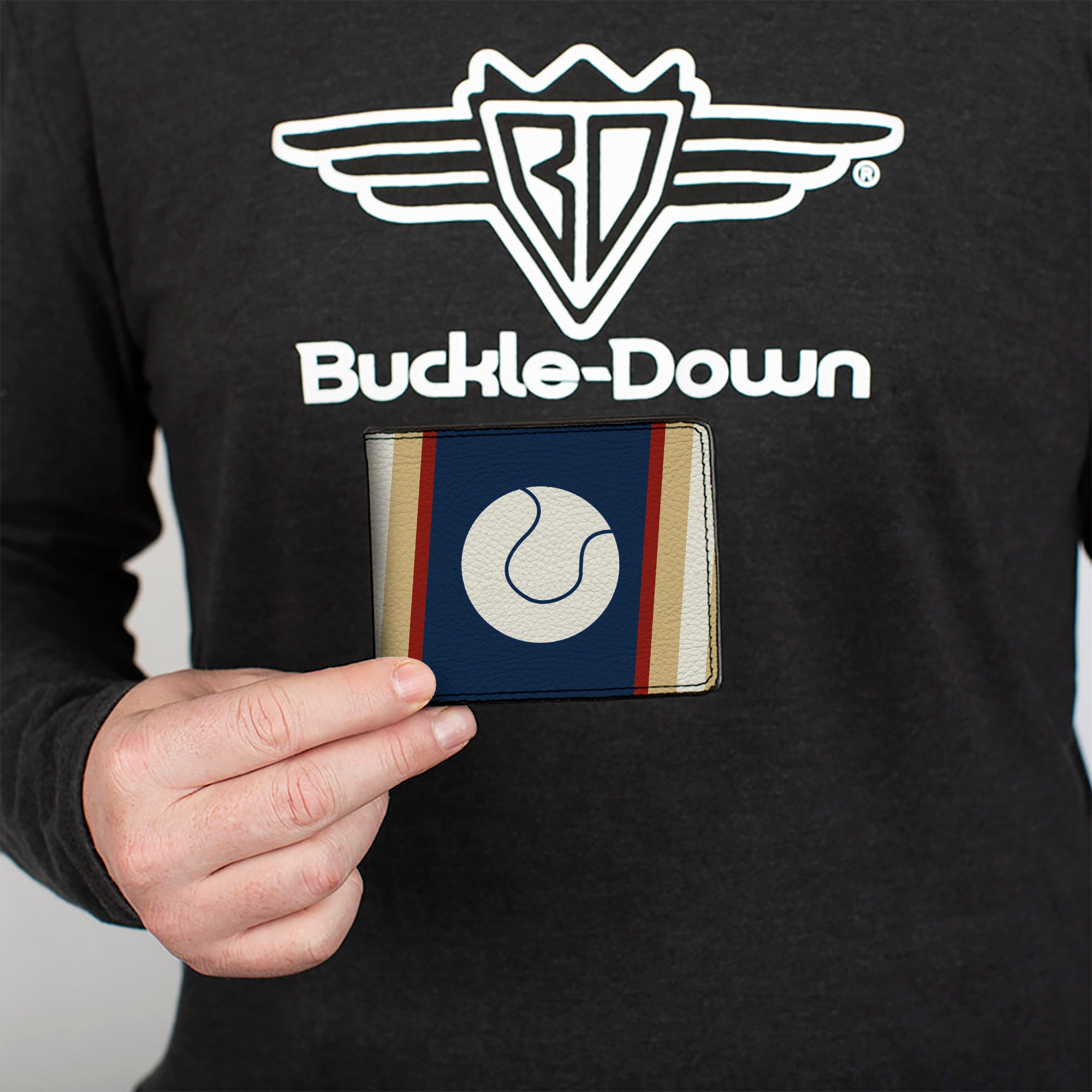 Bi-Fold Wallet - Ball Stripes Tan Blue Burgundy Bi-Fold Wallets Buckle-Down