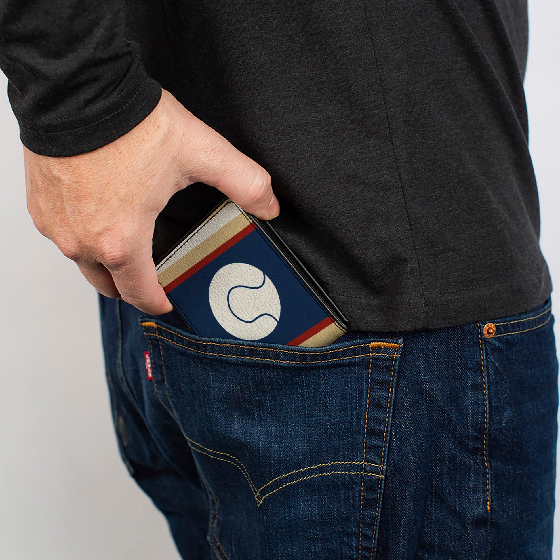 Bi-Fold Wallet - Ball Stripes Tan Blue Burgundy Bi-Fold Wallets Buckle-Down