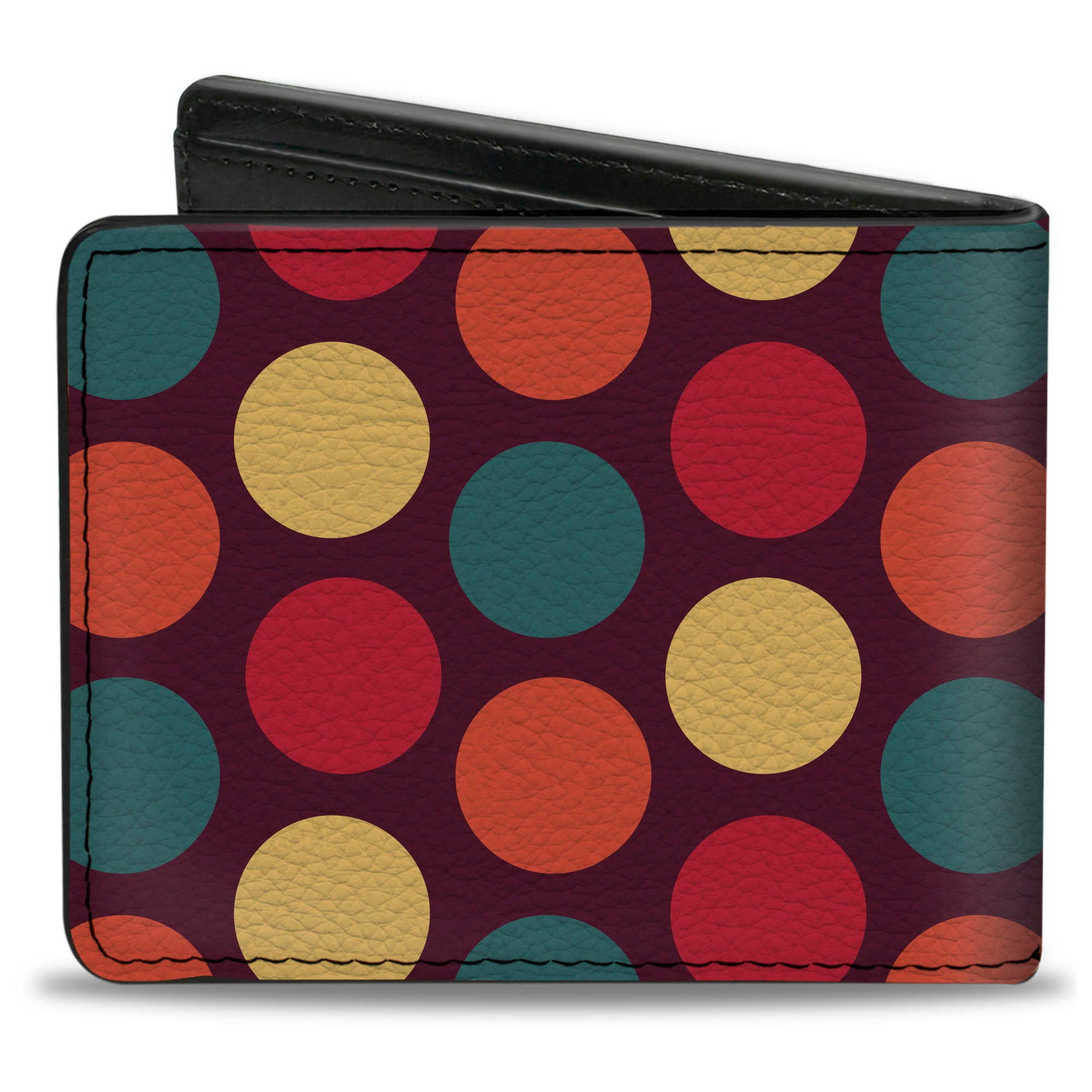 Bi-Fold Wallet - Big Dots Purple Multi Pastel Bi-Fold Wallets Buckle-Down