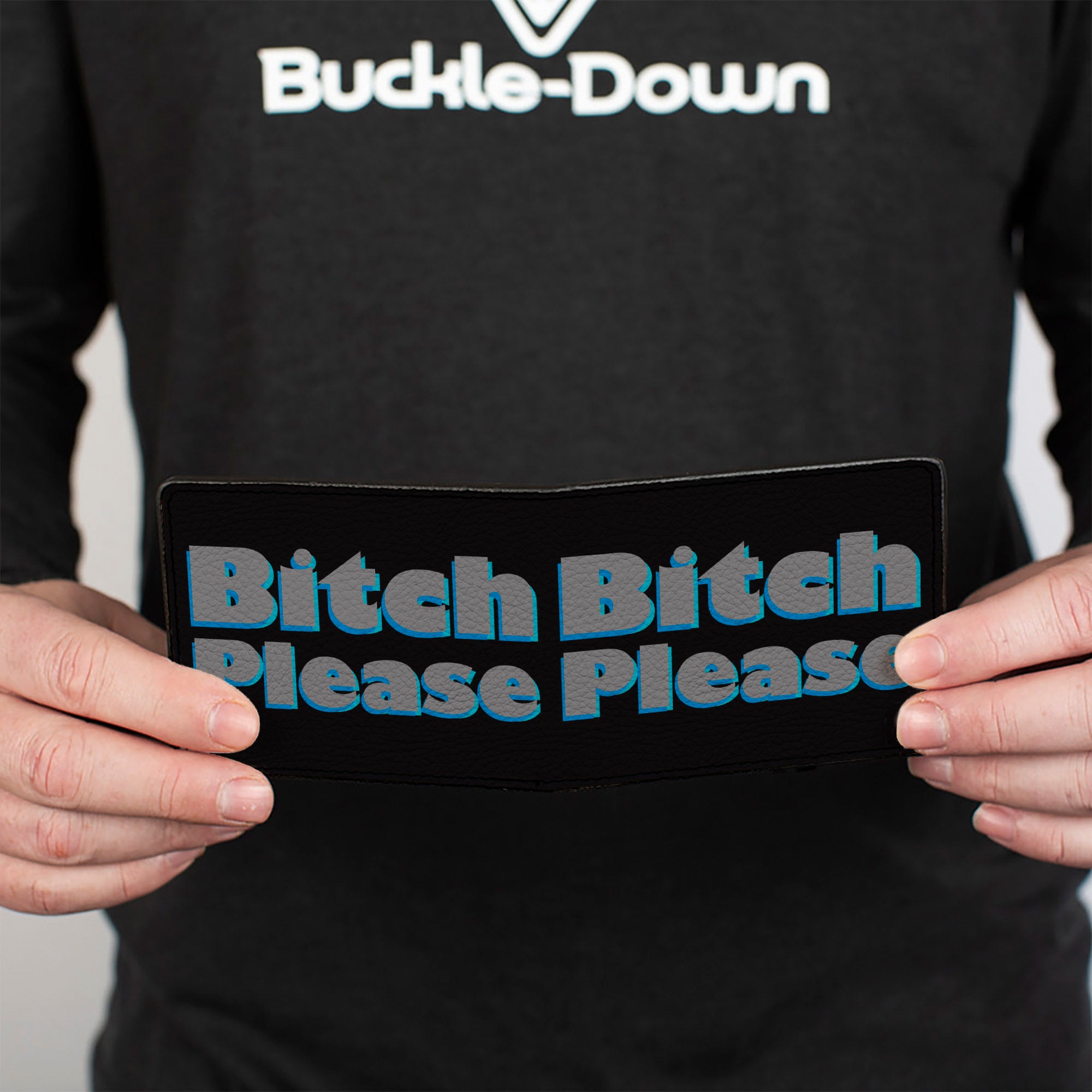 Bi-Fold Wallet - BITCH PLEASE Black Blue Gray Bi-Fold Wallets Buckle-Down