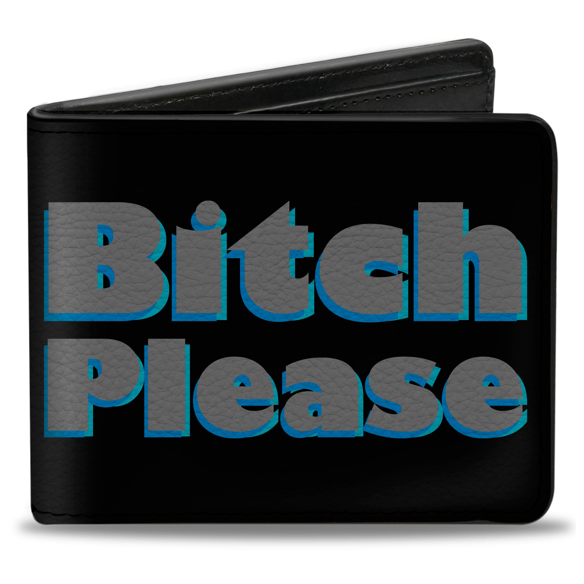 Bi-Fold Wallet - BITCH PLEASE Black Blue Gray Bi-Fold Wallets Buckle-Down