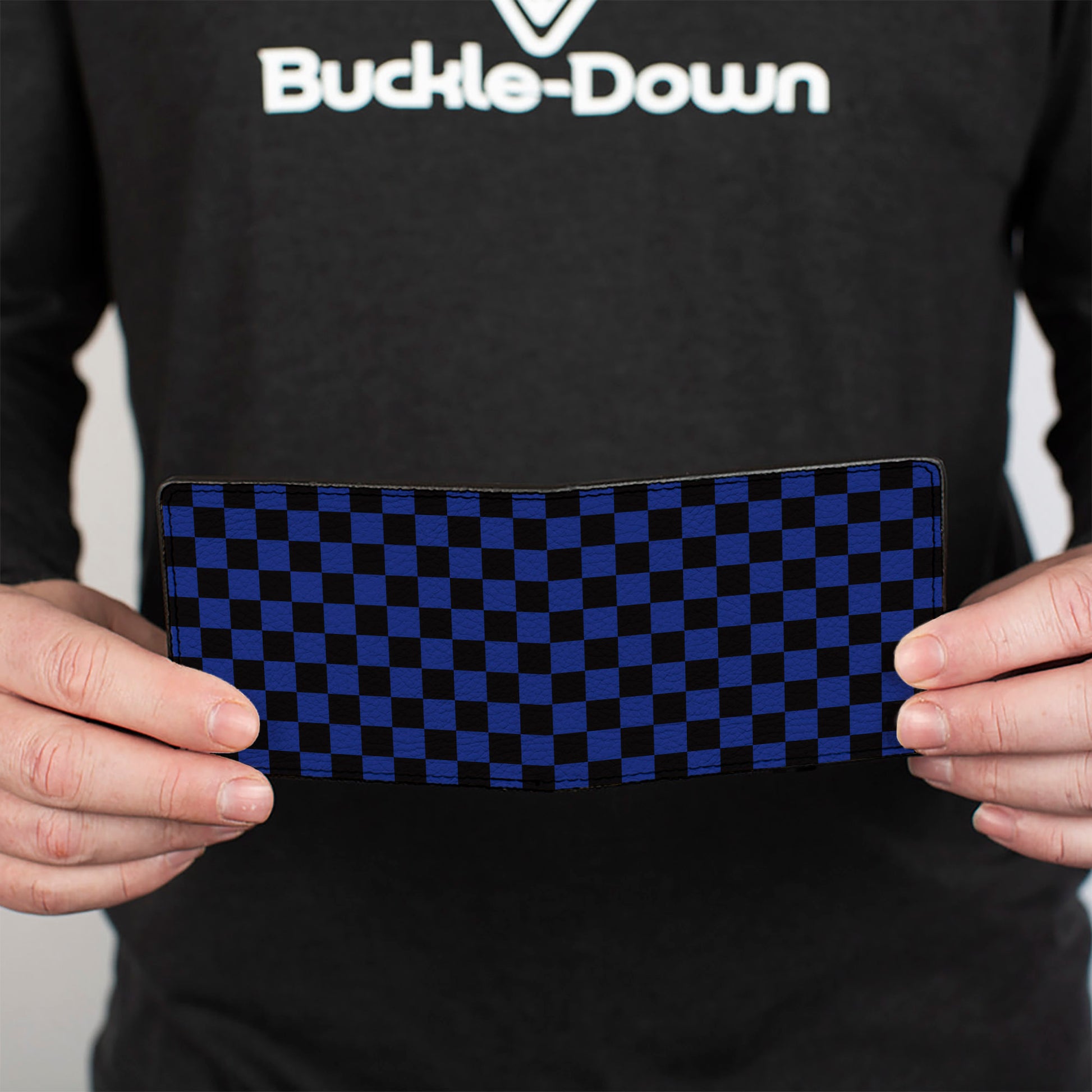 Bi-Fold Wallet - Checker Black/Neon Blue Bi-Fold Wallets Buckle-Down