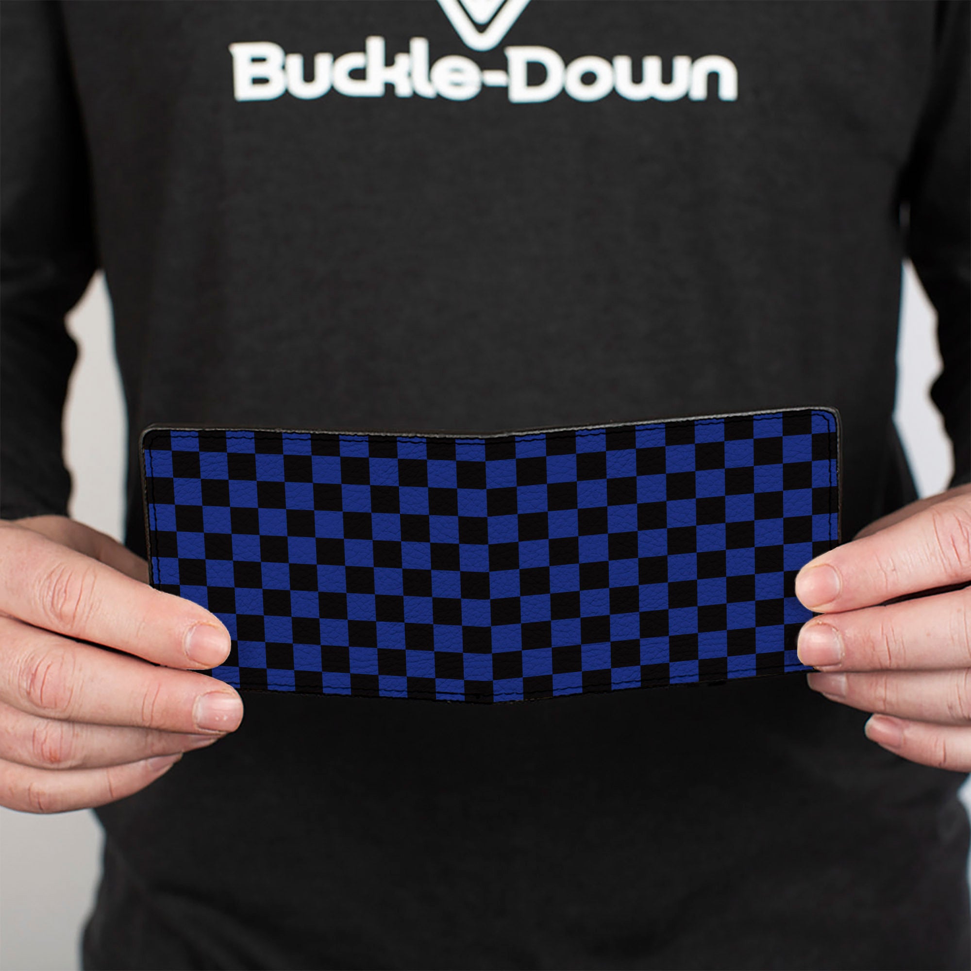 Bi-Fold Wallet - Checker Black/Neon Blue Bi-Fold Wallets Buckle-Down