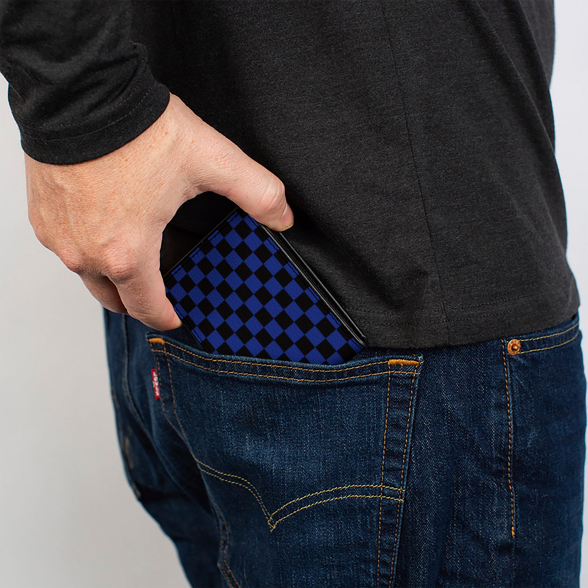Bi-Fold Wallet - Checker Black/Neon Blue Bi-Fold Wallets Buckle-Down