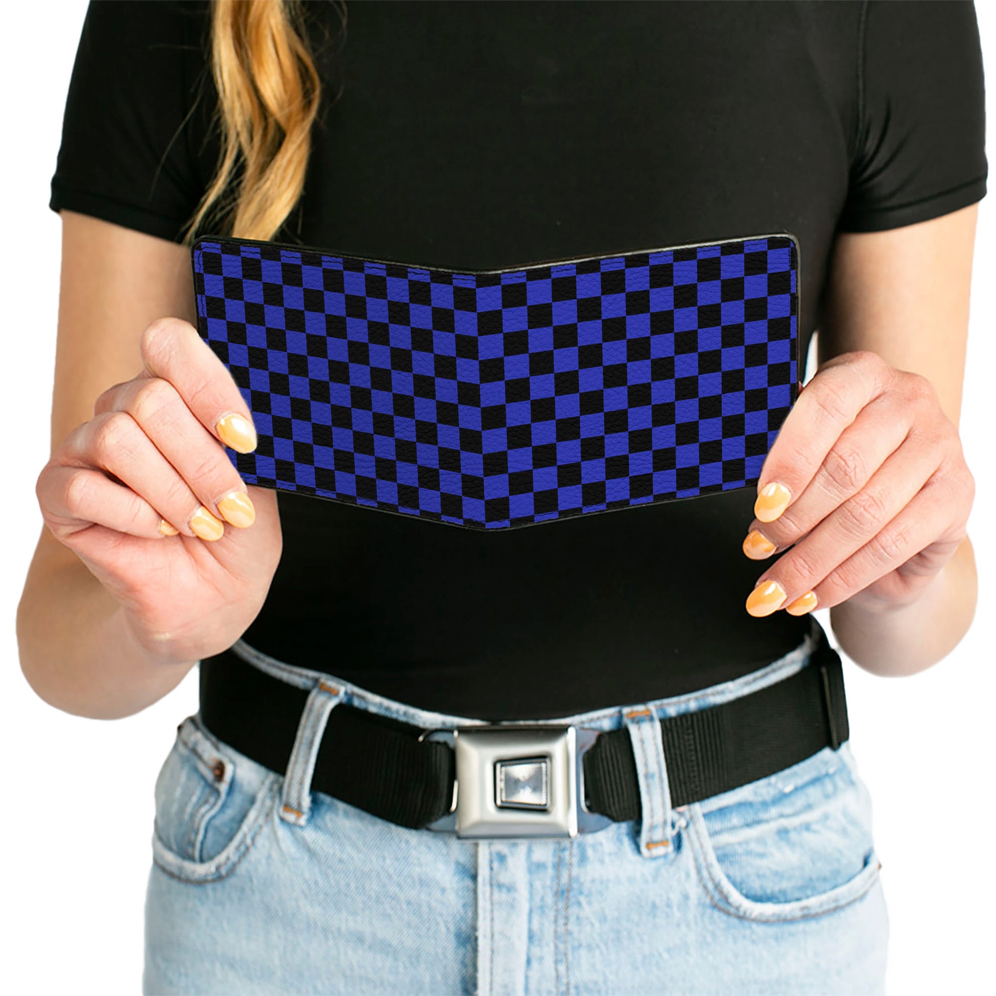 Bi-Fold Wallet - Checker Black/Neon Blue Bi-Fold Wallets Buckle-Down