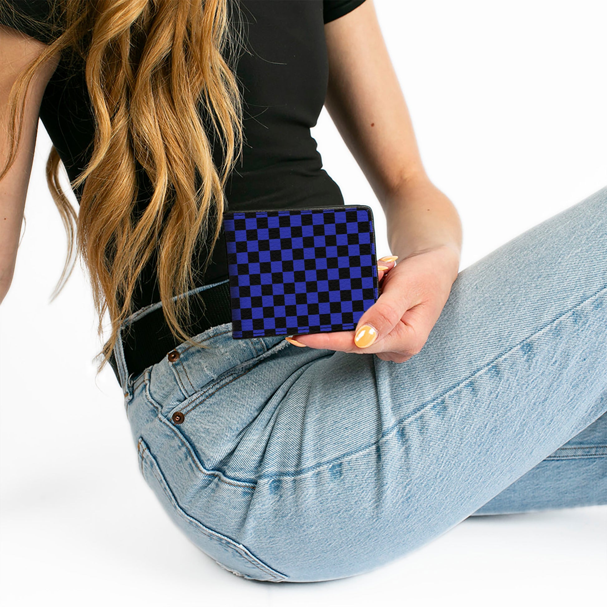 Bi-Fold Wallet - Checker Black/Neon Blue Bi-Fold Wallets Buckle-Down