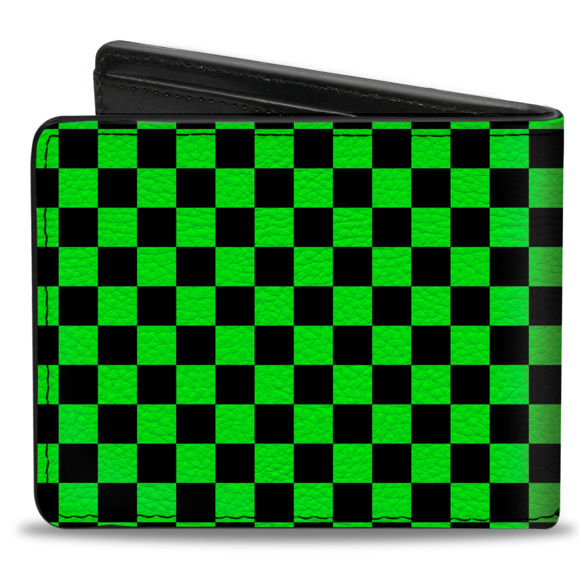 Bi-Fold Wallet - Checker Black Neon Green Bi-Fold Wallets Buckle-Down