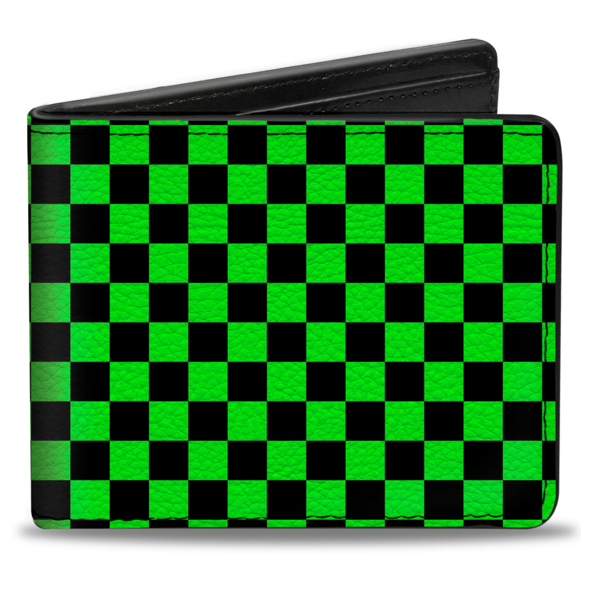 Bi-Fold Wallet - Checker Black Neon Green Bi-Fold Wallets Buckle-Down
