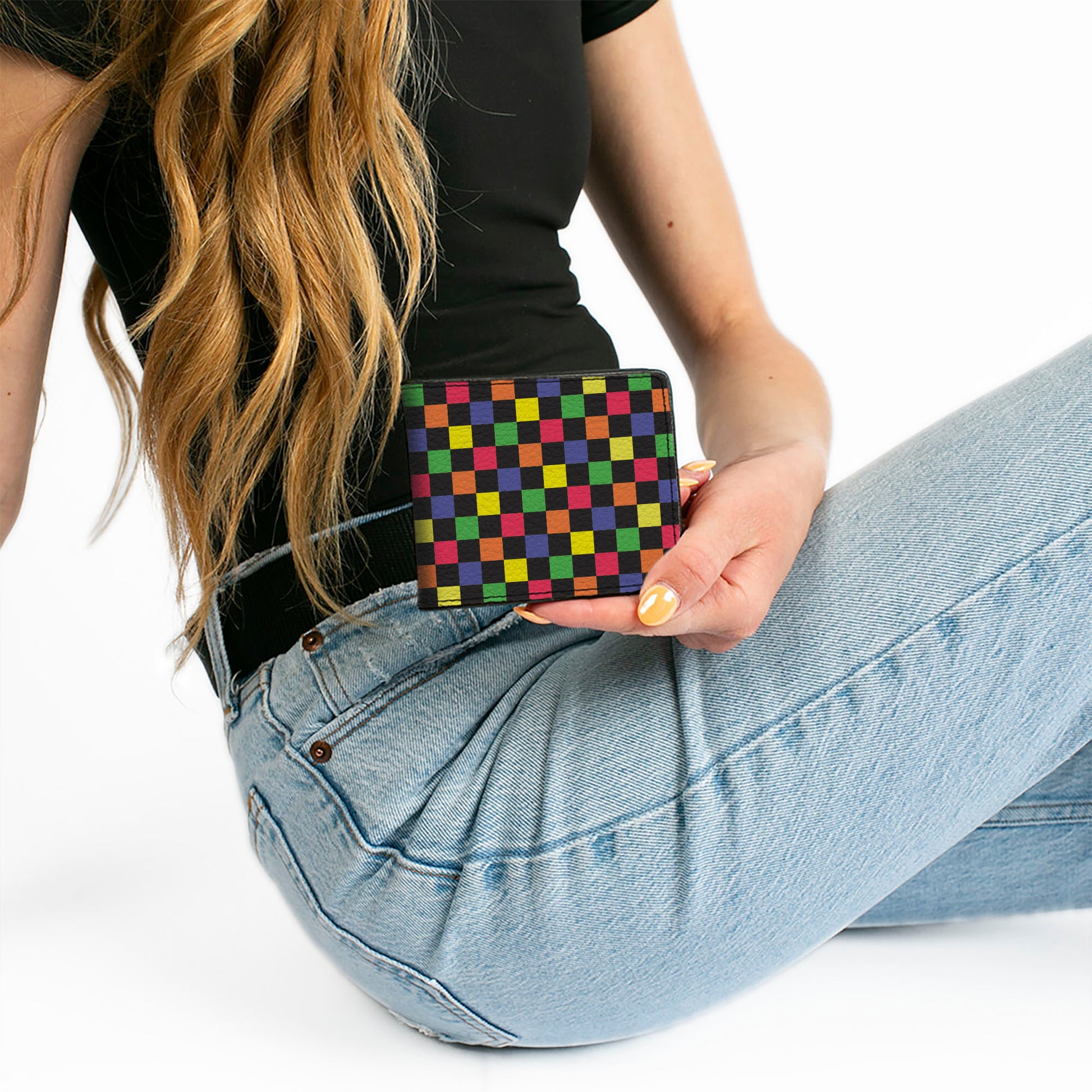 Bi-Fold Wallet - Checker Black Multi Neon Bi-Fold Wallets Buckle-Down