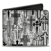 Bi-Fold Wallet - Crosses Assorted Distressed White Black Bi-Fold Wallets Buckle-Down