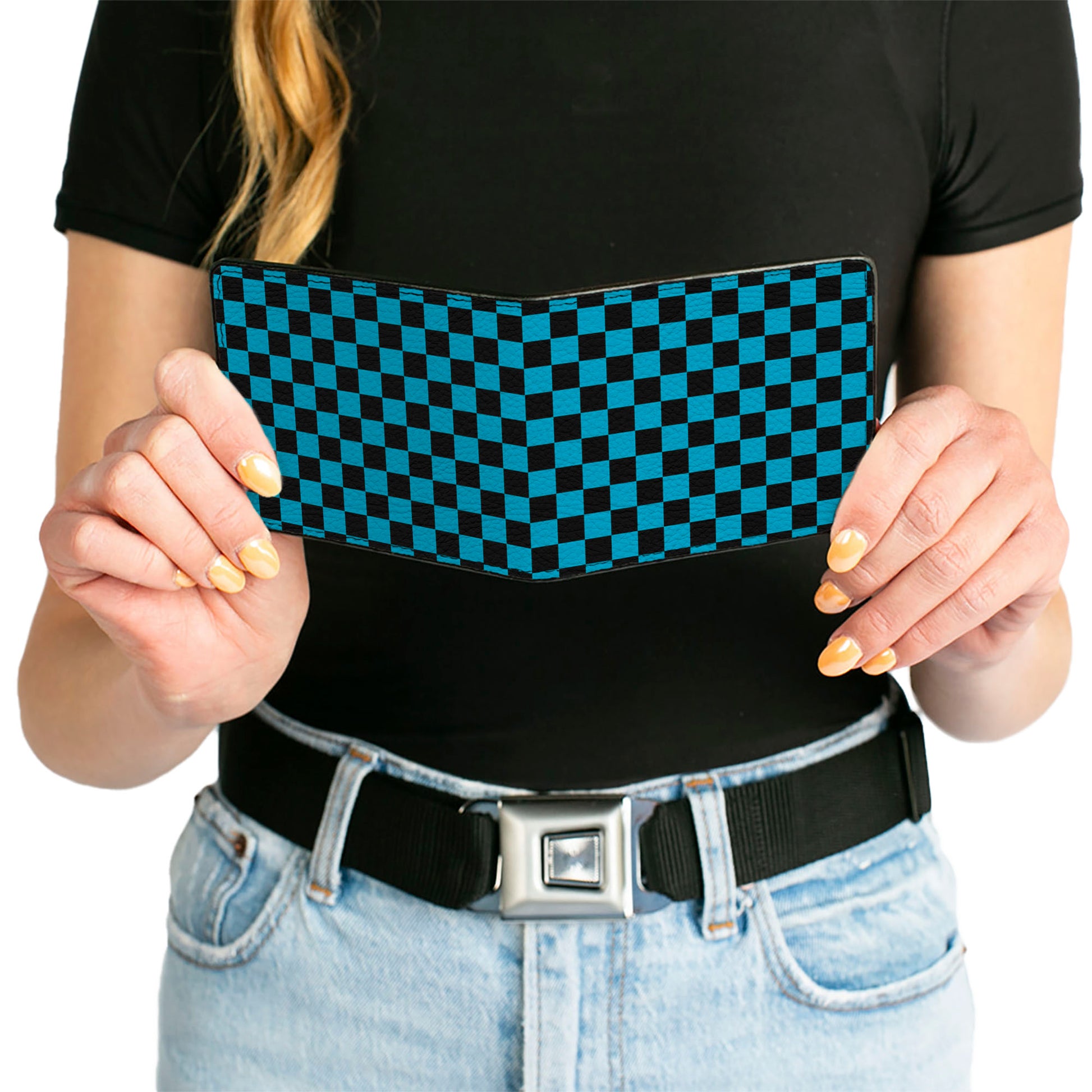 Bi-Fold Wallet - Checker Black/Turquoise Bi-Fold Wallets Buckle-Down