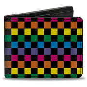 Bi-Fold Wallet - Checker Black Neon Rainbow Bi-Fold Wallets Buckle-Down