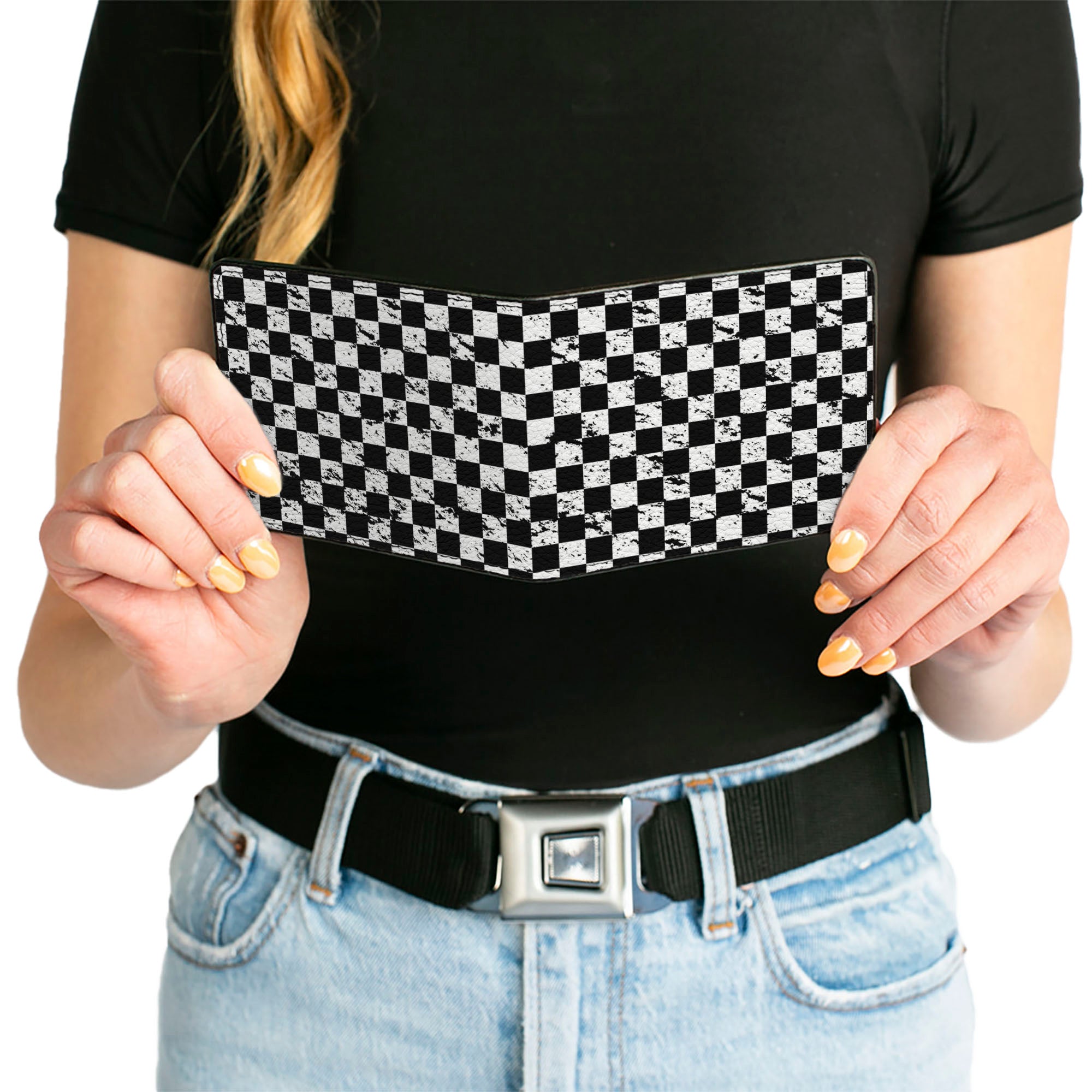 Bi-Fold Wallet - Checker Weathered Black/White Bi-Fold Wallets Buckle-Down
