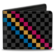Bi-Fold Wallet - Checker Stripe Black Gray Blue Gold Pink Bi-Fold Wallets Buckle-Down