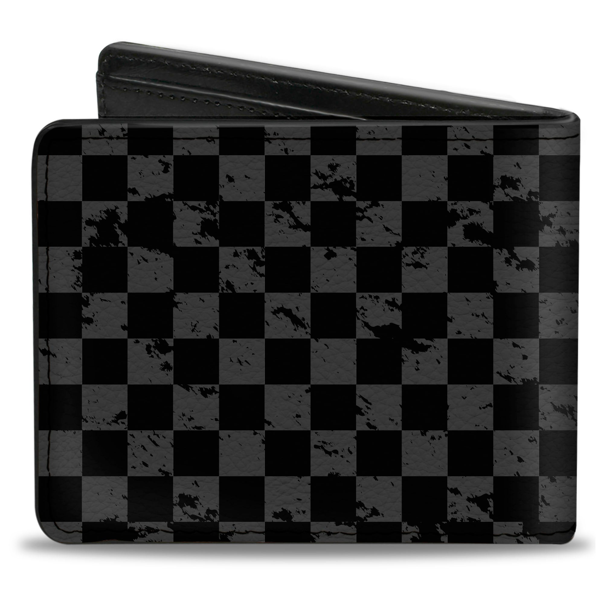 Bi-Fold Wallet - Checker Weathered Black Gray Bi-Fold Wallets Buckle-Down