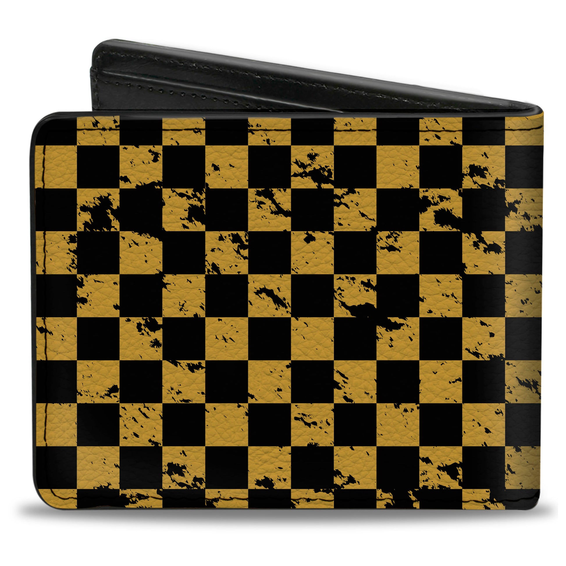 Bi-Fold Wallet - Checker Weathered Black Yellow Bi-Fold Wallets Buckle-Down