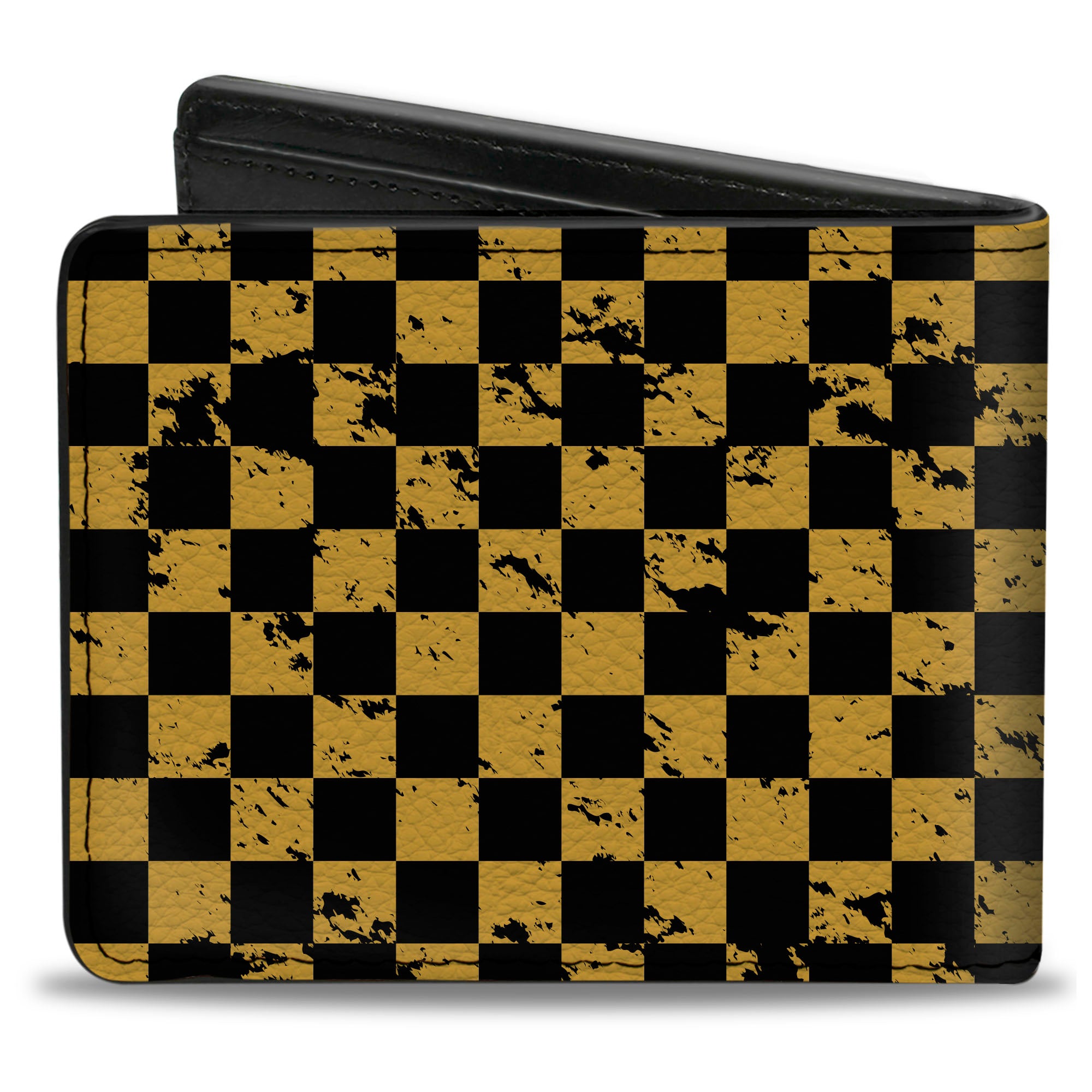 Bi-Fold Wallet - Checker Weathered Black Yellow Bi-Fold Wallets Buckle-Down