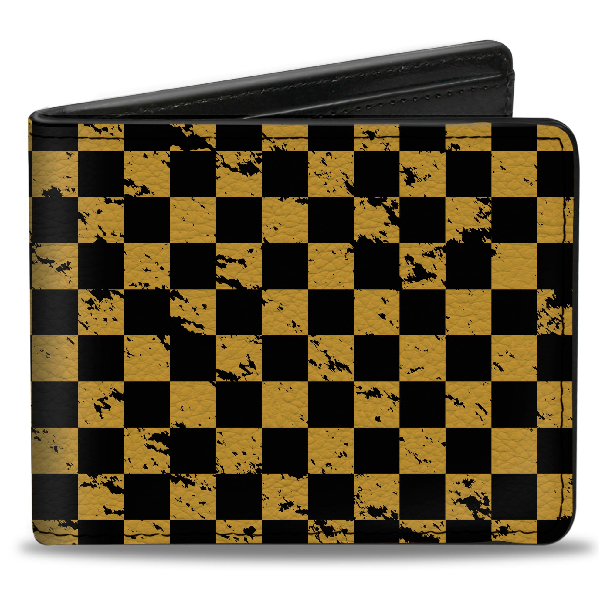 Bi-Fold Wallet - Checker Weathered Black Yellow Bi-Fold Wallets Buckle-Down