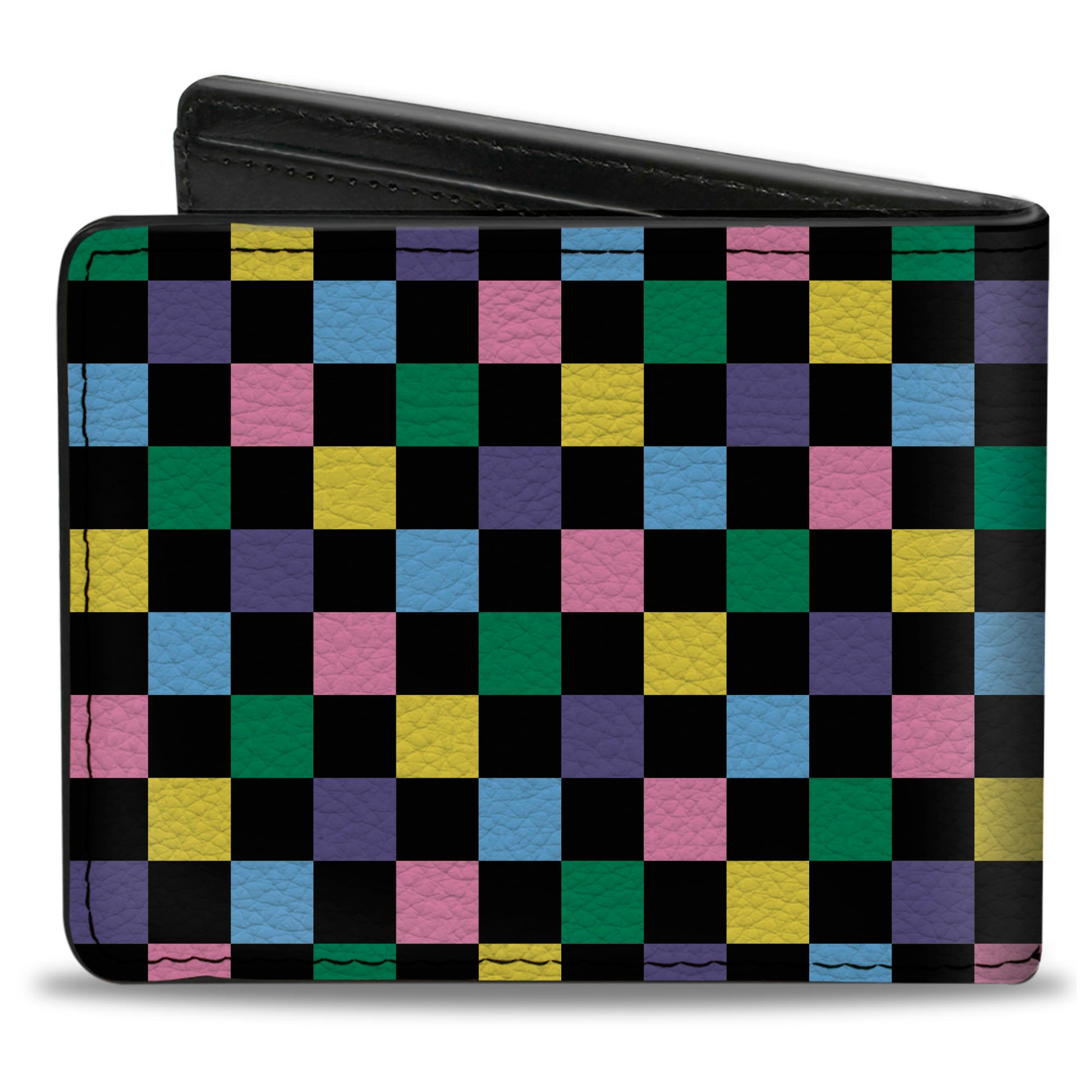 Bi-Fold Wallet - Checker Black Multi Pastel Bi-Fold Wallets Buckle-Down