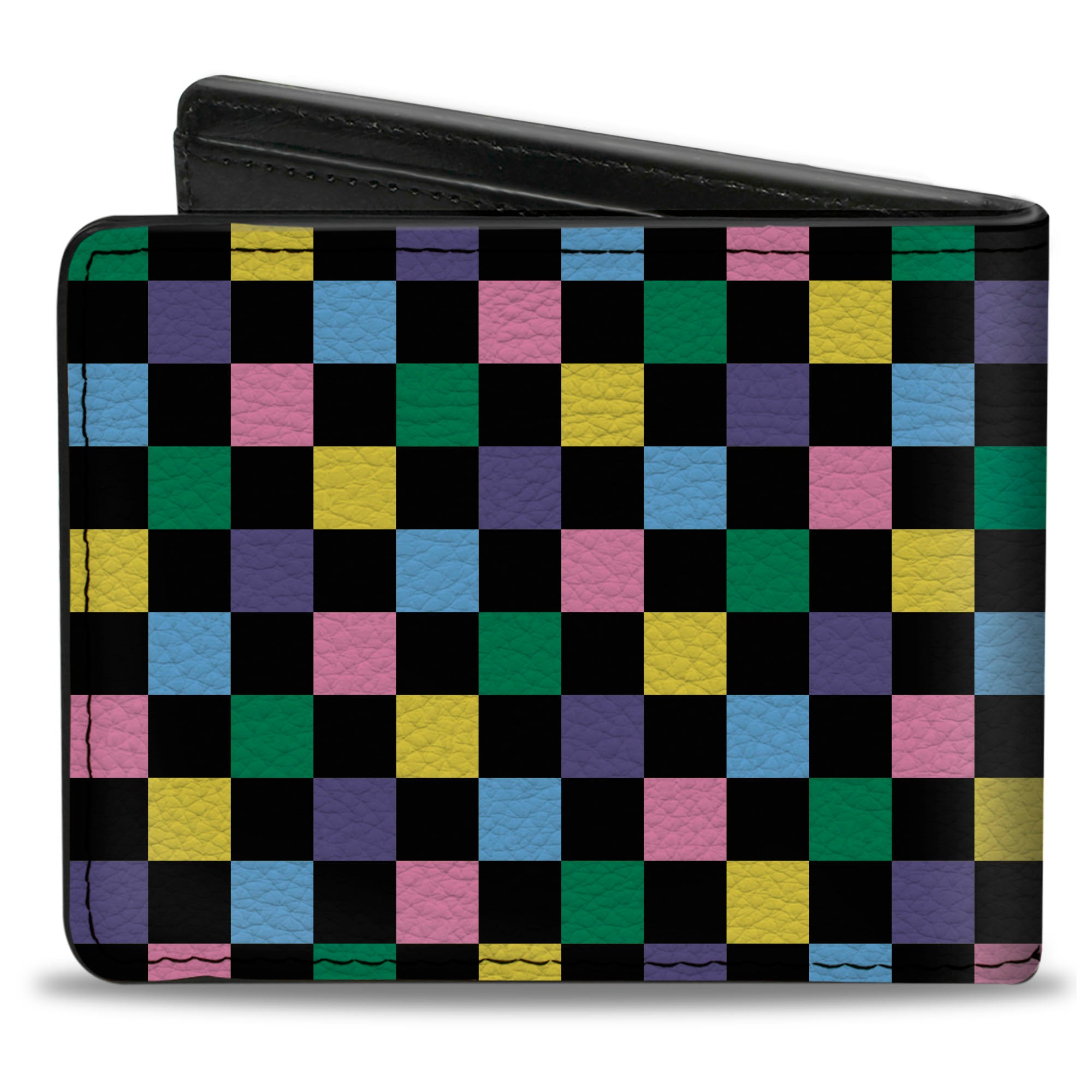 Bi-Fold Wallet - Checker Black Multi Pastel Bi-Fold Wallets Buckle-Down