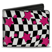 Bi-Fold Wallet - Checker & Stars Black White Pink Bi-Fold Wallets Buckle-Down