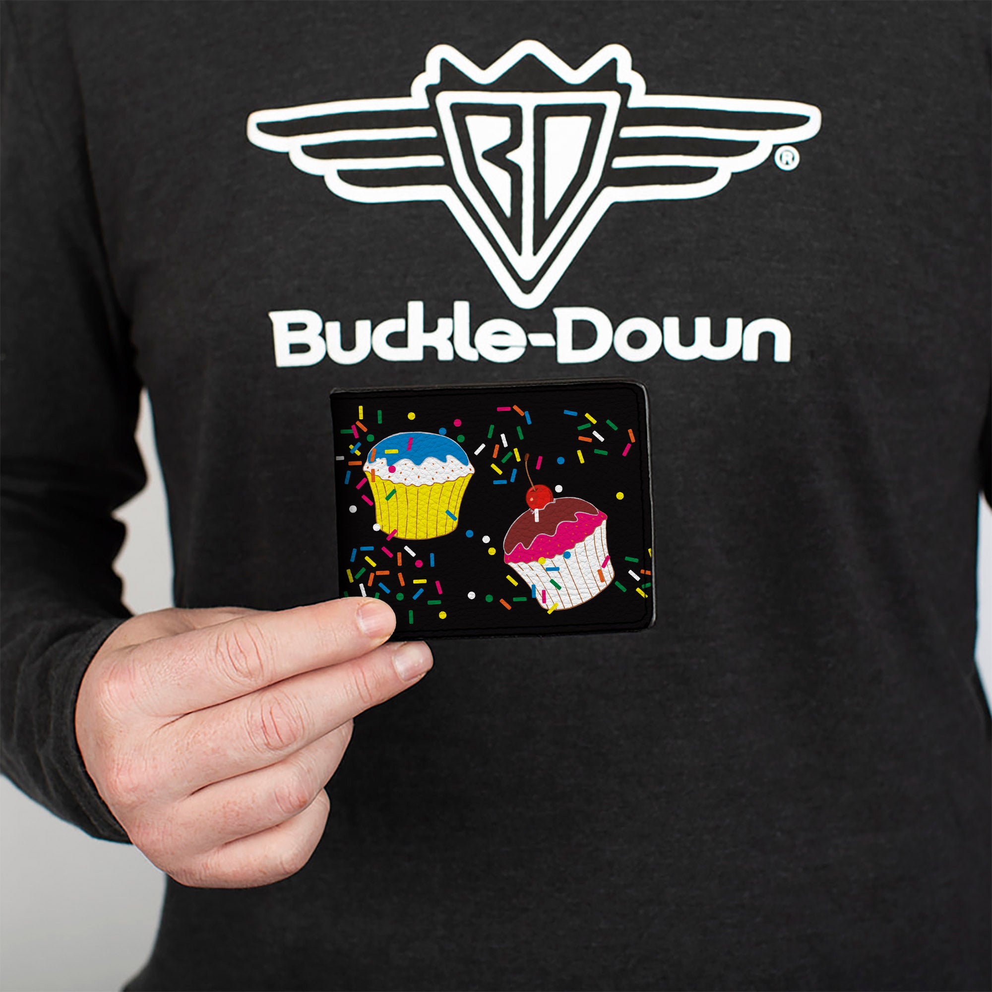 Bi-Fold Wallet - Cupcake Sprinkles Black/Multi Color
